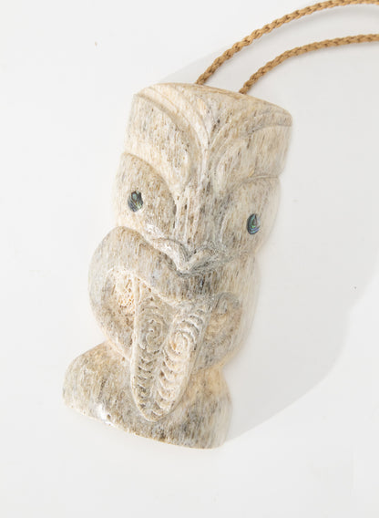 Carved Whalebone Hei Tiki Necklace