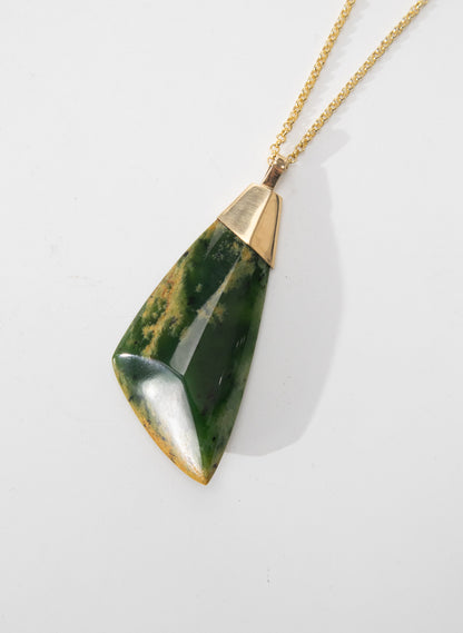 Triangle Pounamu Pendant with Gold Clasp