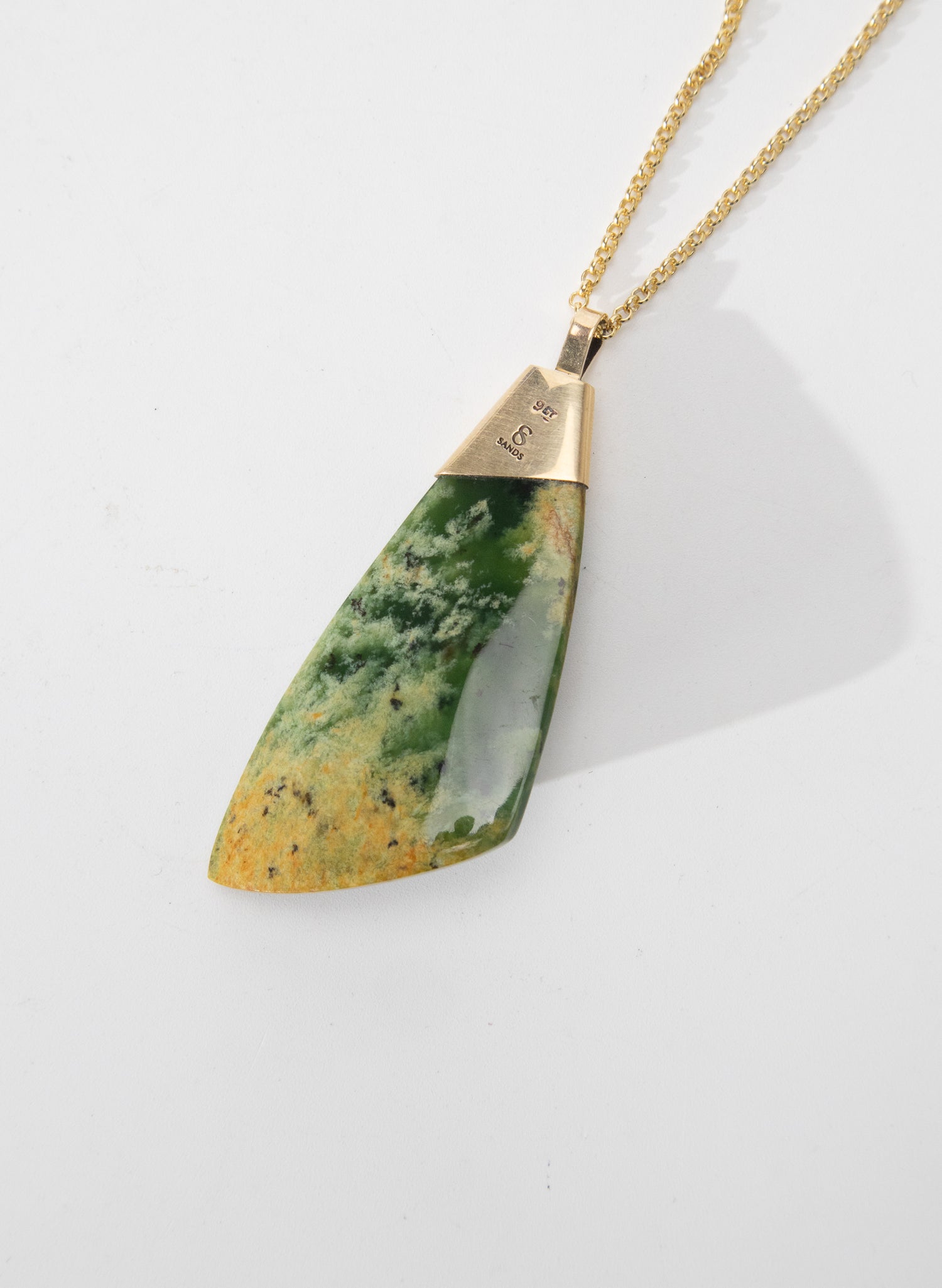 Triangle Pounamu Pendant with Gold Clasp