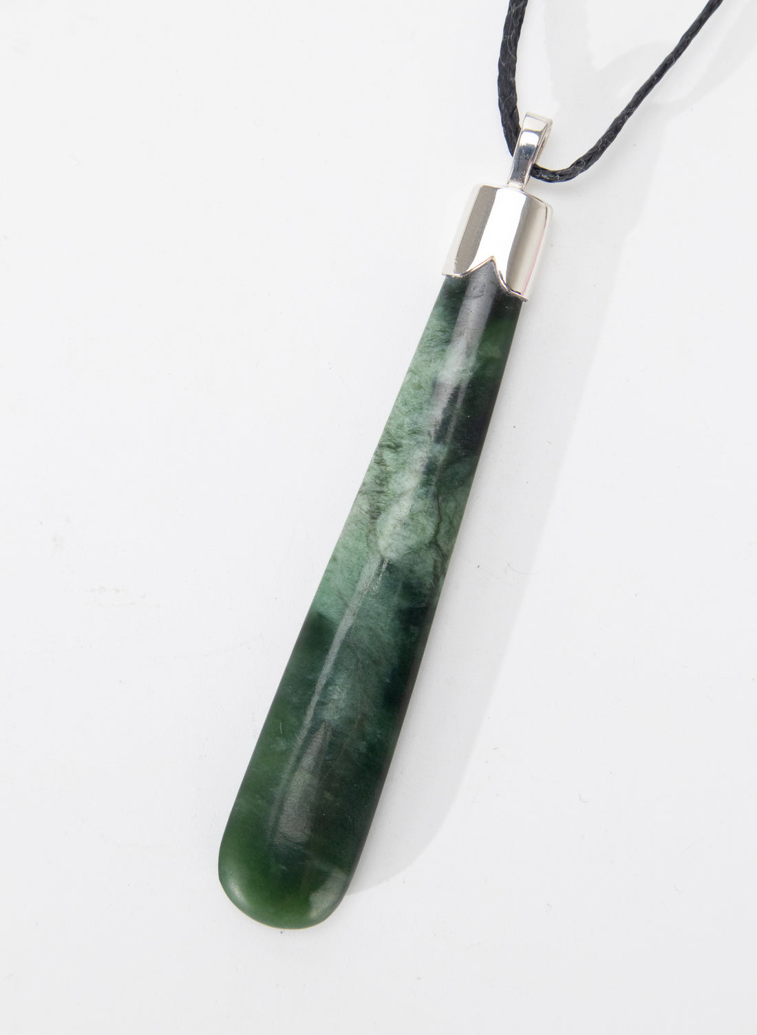 Capped Silver Pounamu Drop Pendant