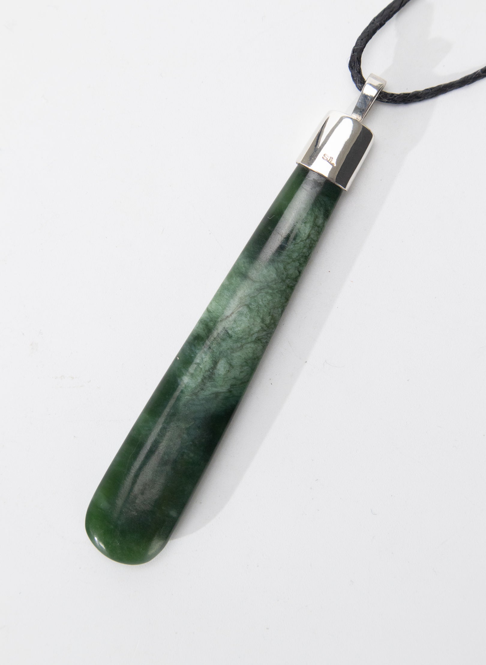 Capped Silver Pounamu Drop Pendant