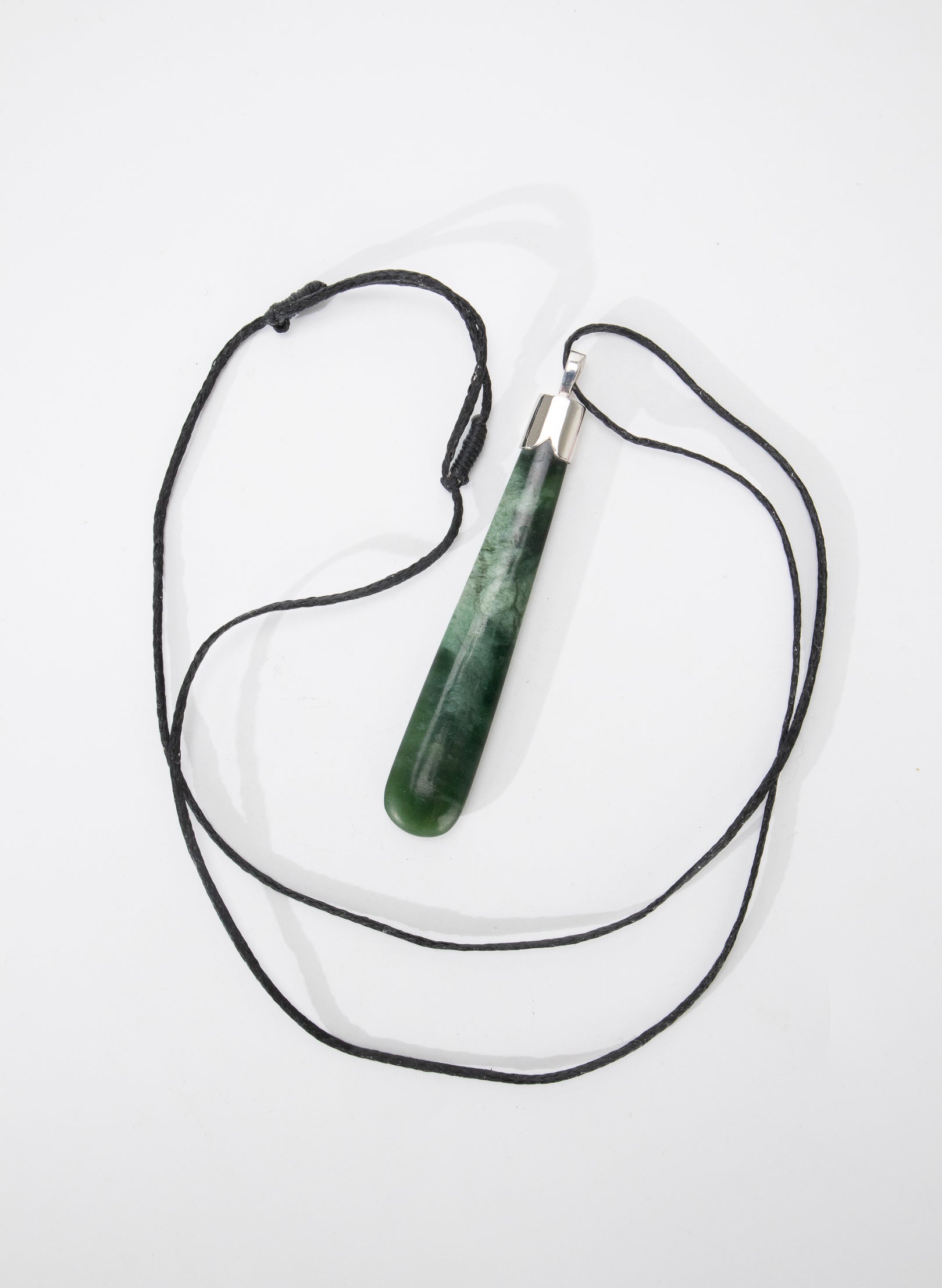 Capped Silver Pounamu Drop Pendant