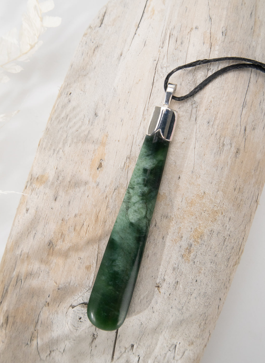 Capped Silver Pounamu Drop Pendant