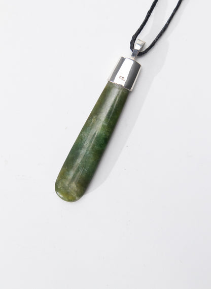 Capped Silver Pounamu Drop Pendant