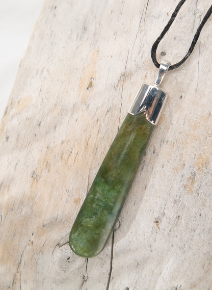 Capped Silver Pounamu Drop Pendant