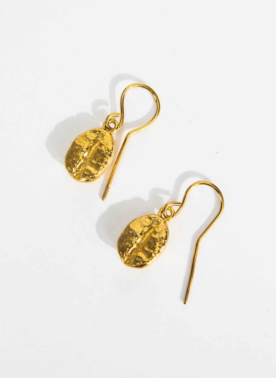 Coffee Bean Drop Earrings - Gold