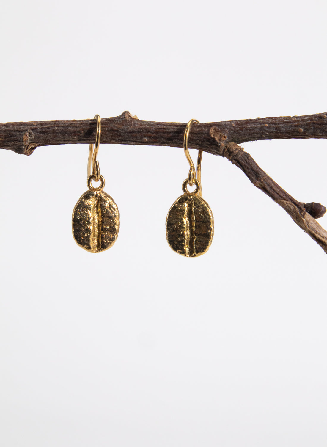 Coffee Bean Drop Earrings - Gold