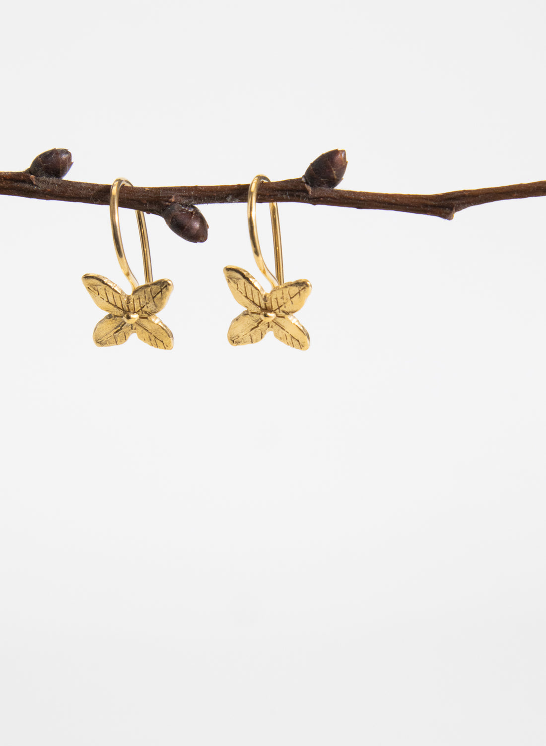 Gold Tumbling Flower Hoop Earrings