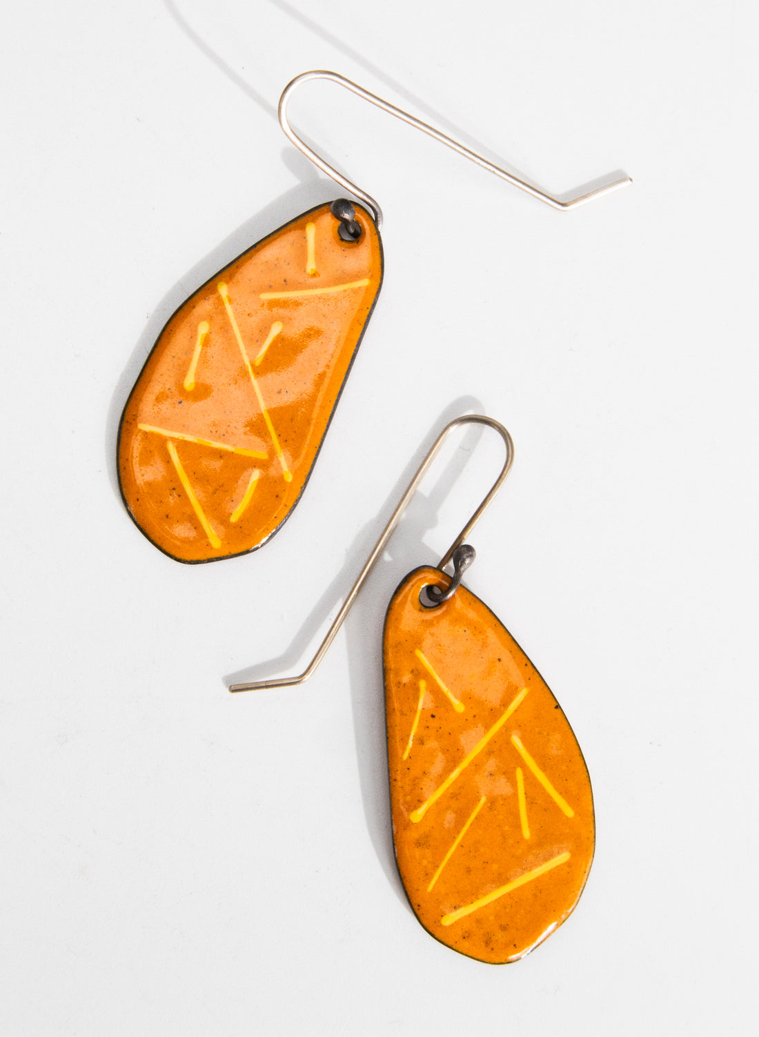 Orange Stripe Enamel Earrings