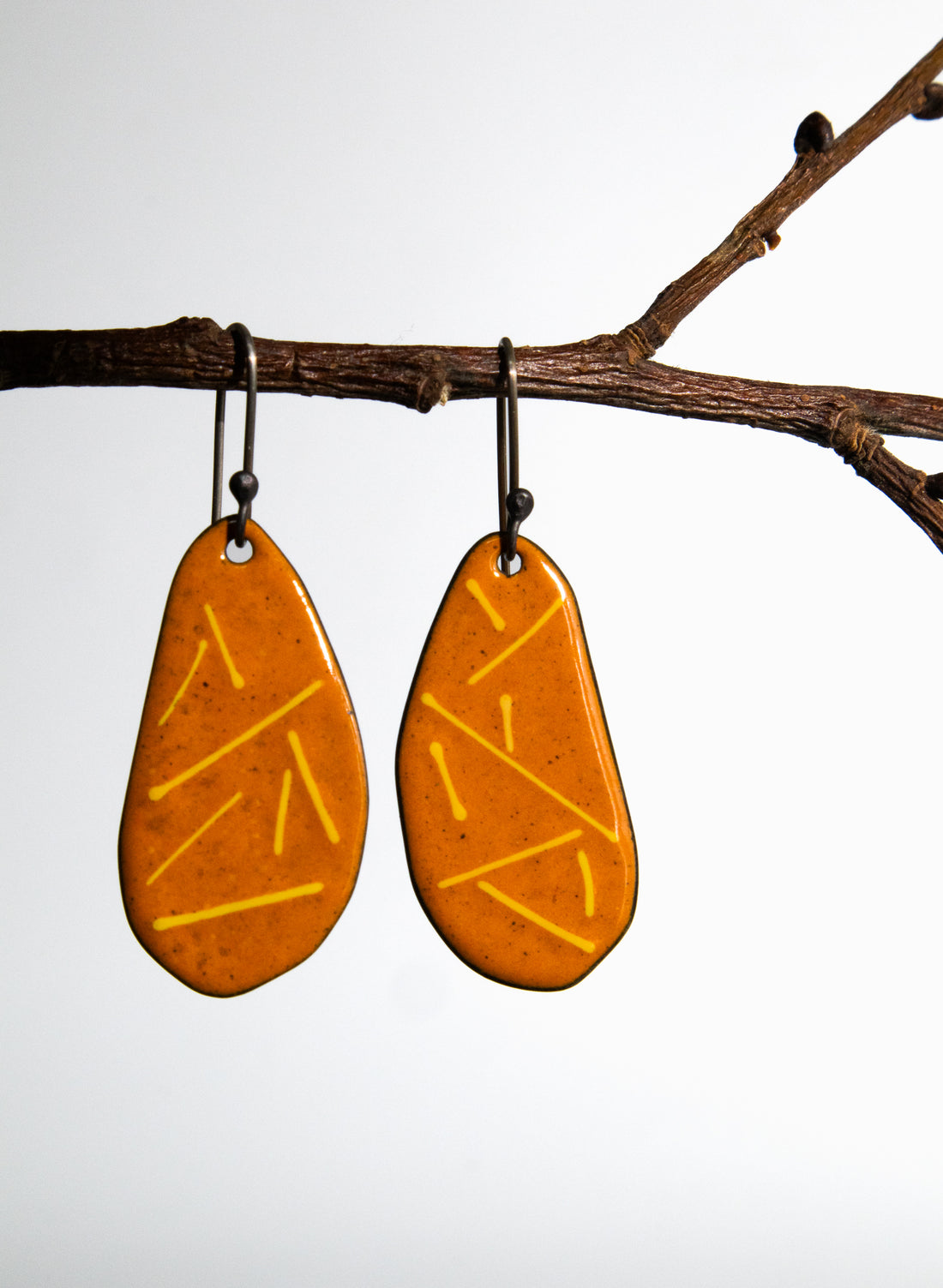 Orange Stripe Enamel Earrings