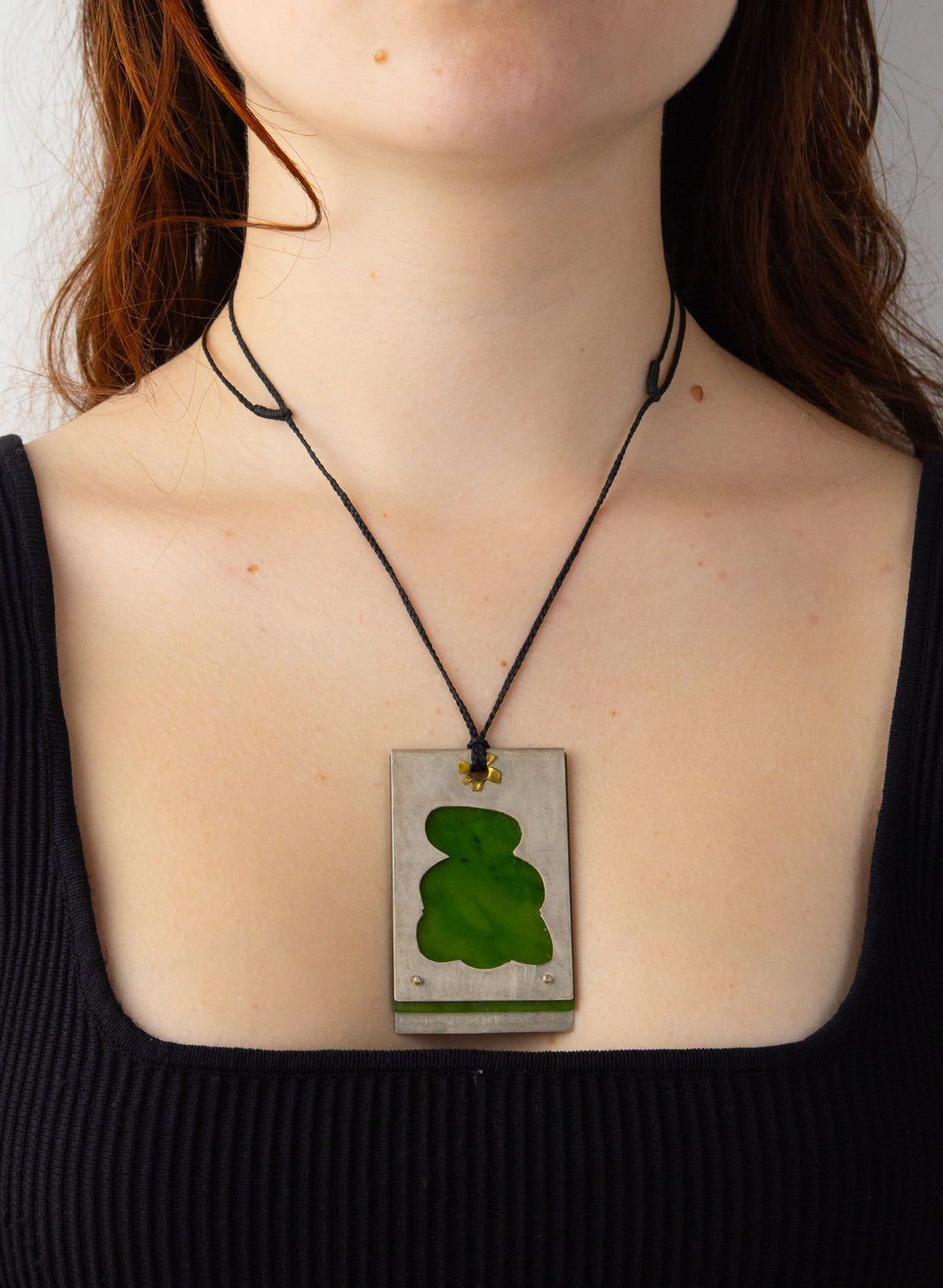 NZ Pounamu &amp; Brass Necklace