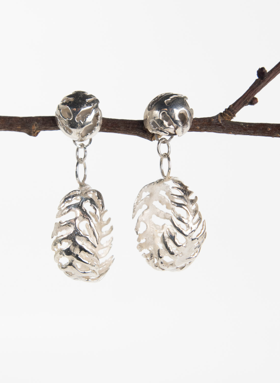 Silver Fern Hoop Earrings