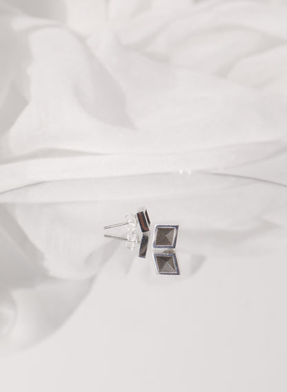 Black Diamond Studs - Sterling Silver