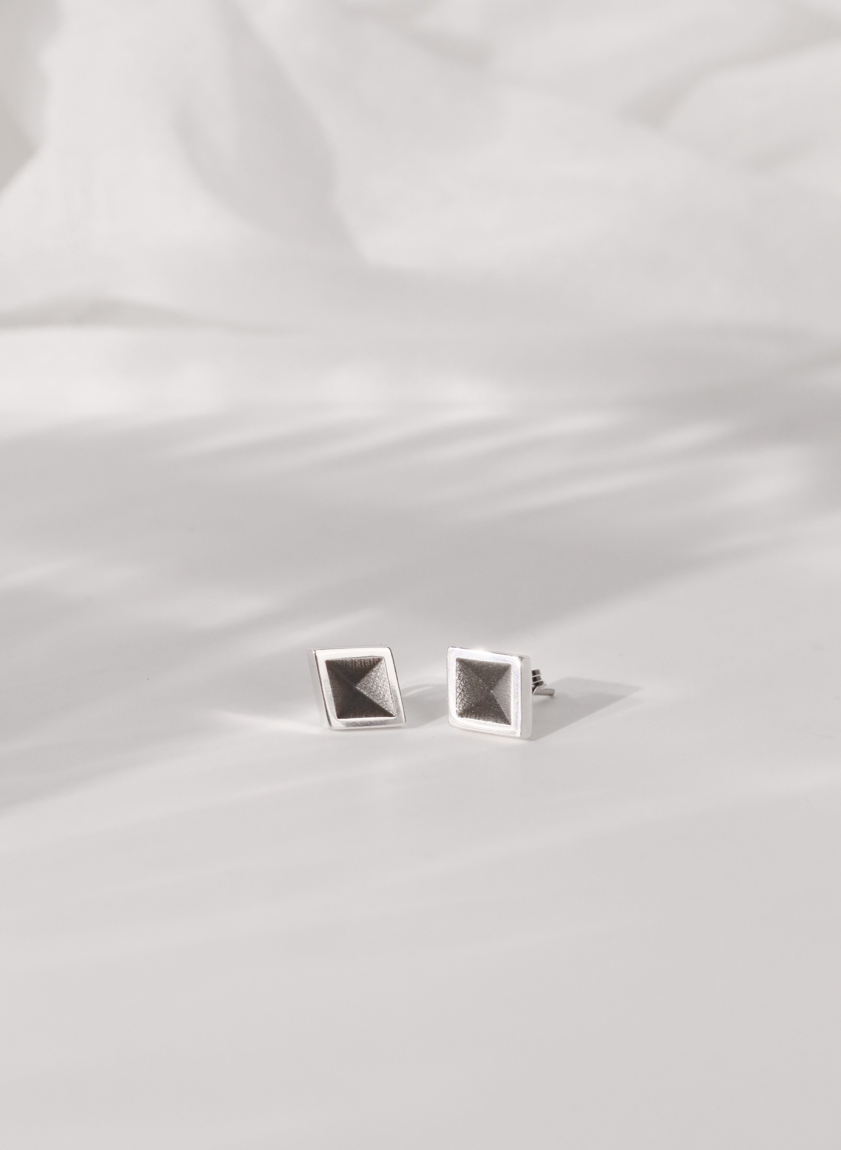 Black Diamond Studs - Sterling Silver