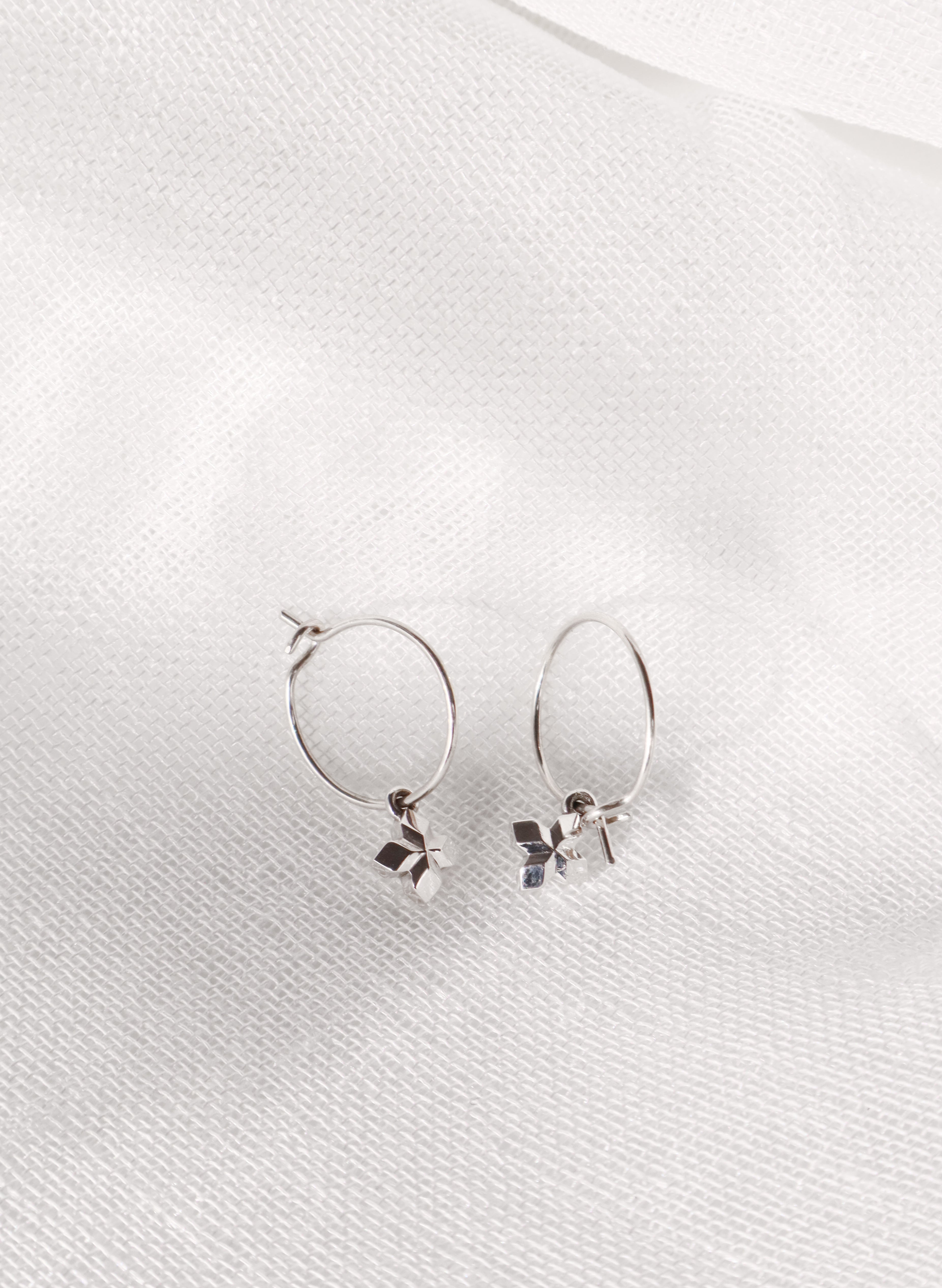 Micro Cross Hoop Earrings