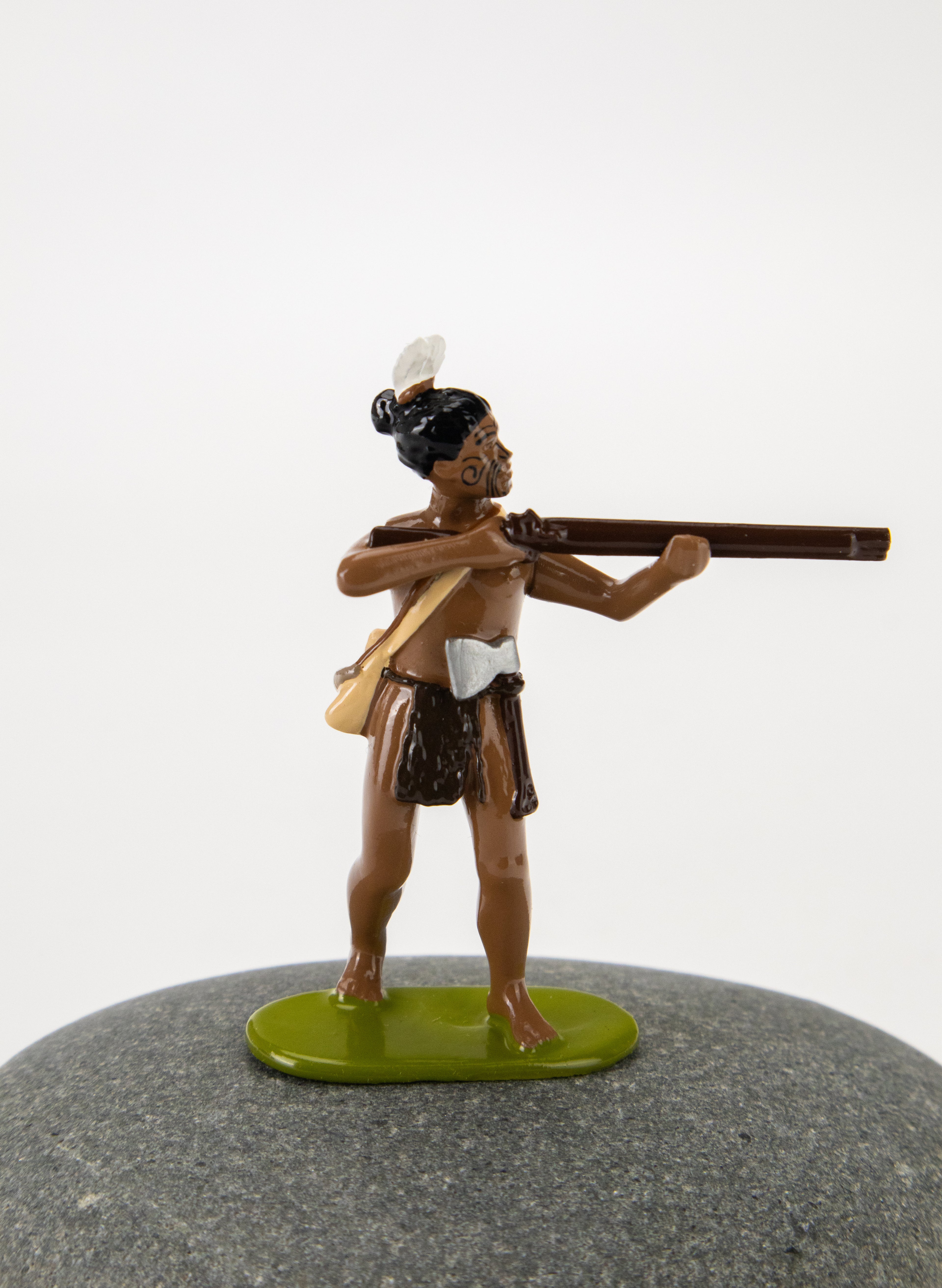 Maori Warrior With Rifle &amp; Axe