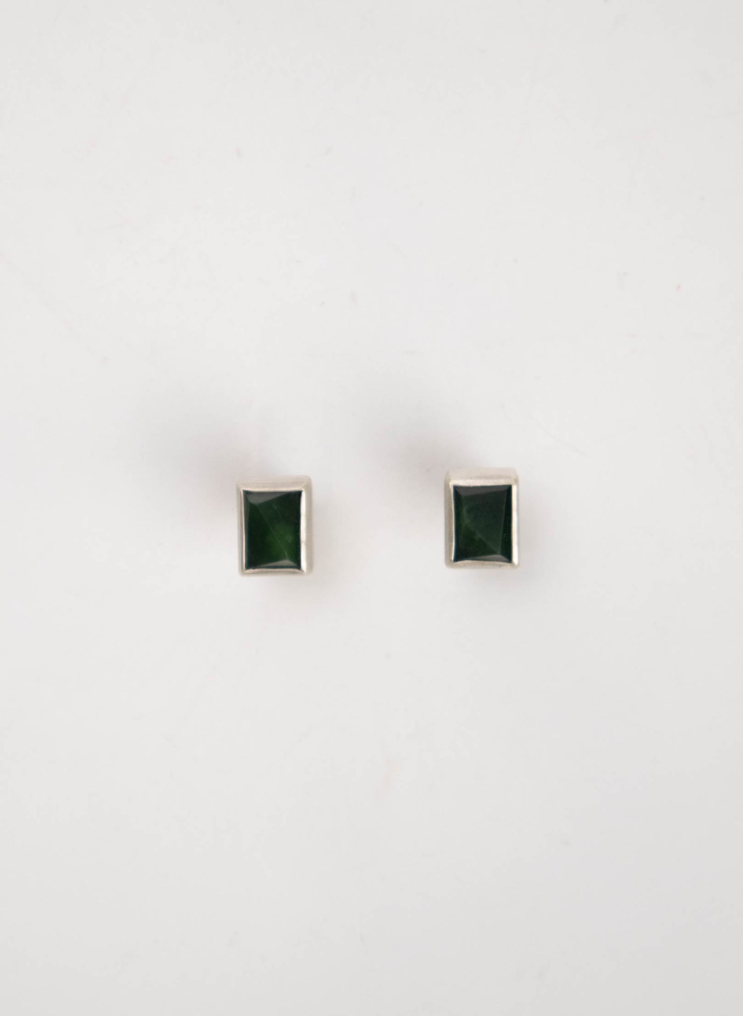 Rectangle Facetted Cut Pounamu Stud Earrings