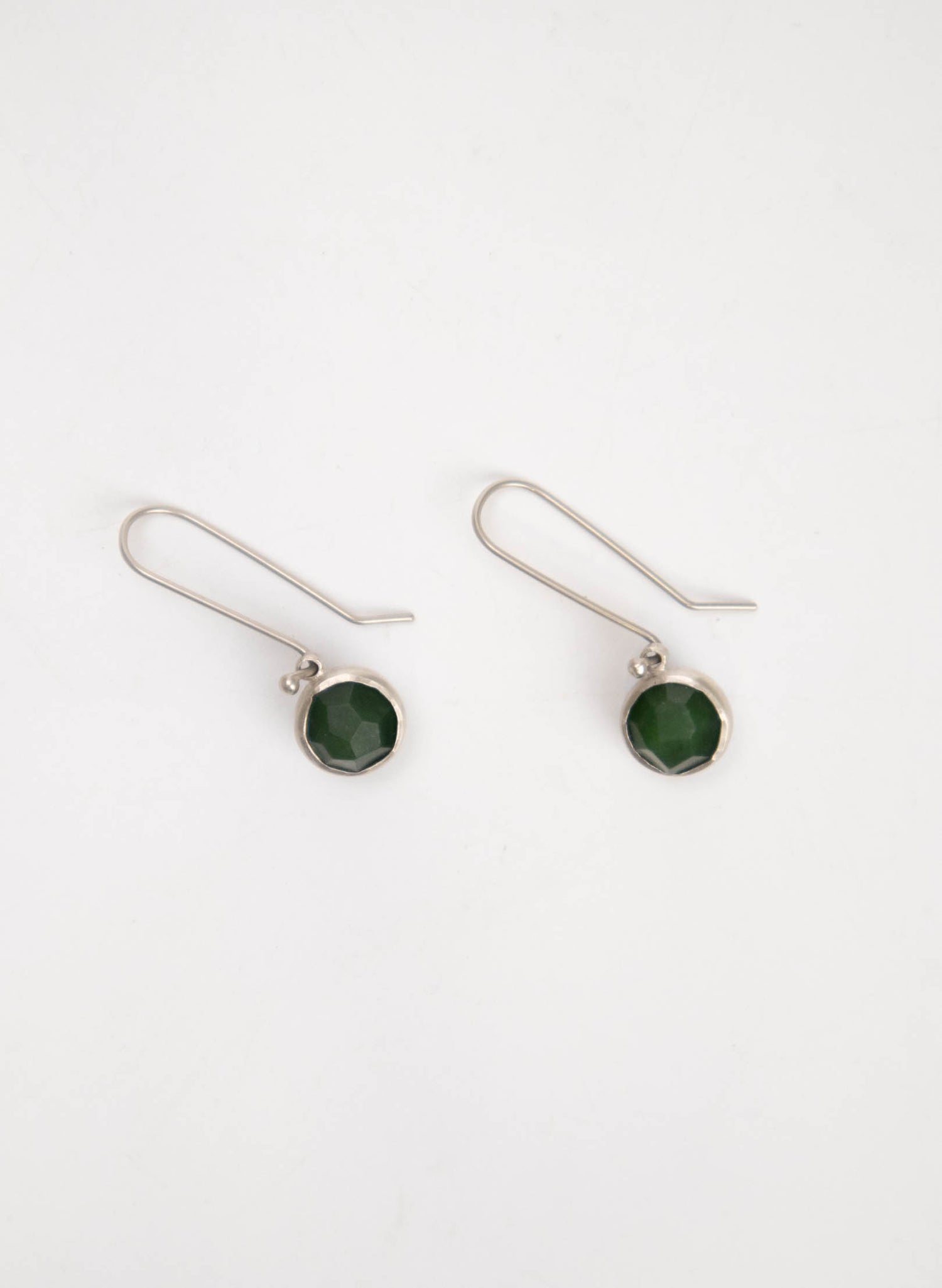 Round Facetted Medallion Pounamu Hook Earrings