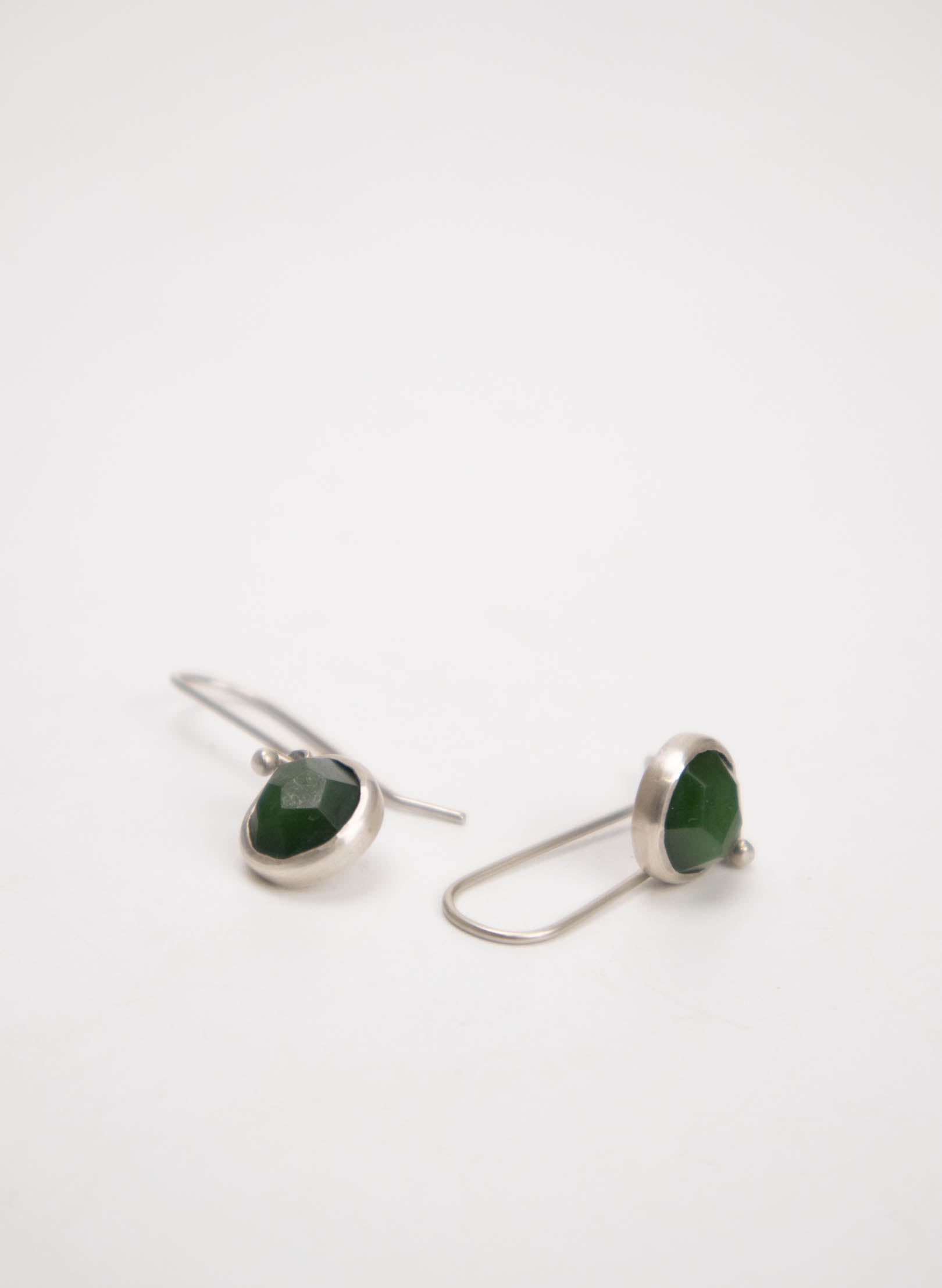 Round Facetted Medallion Pounamu Hook Earrings