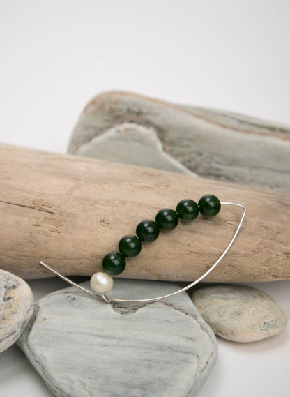 A Week of Supplies - Pounamu And Pearl Brooch or Earring