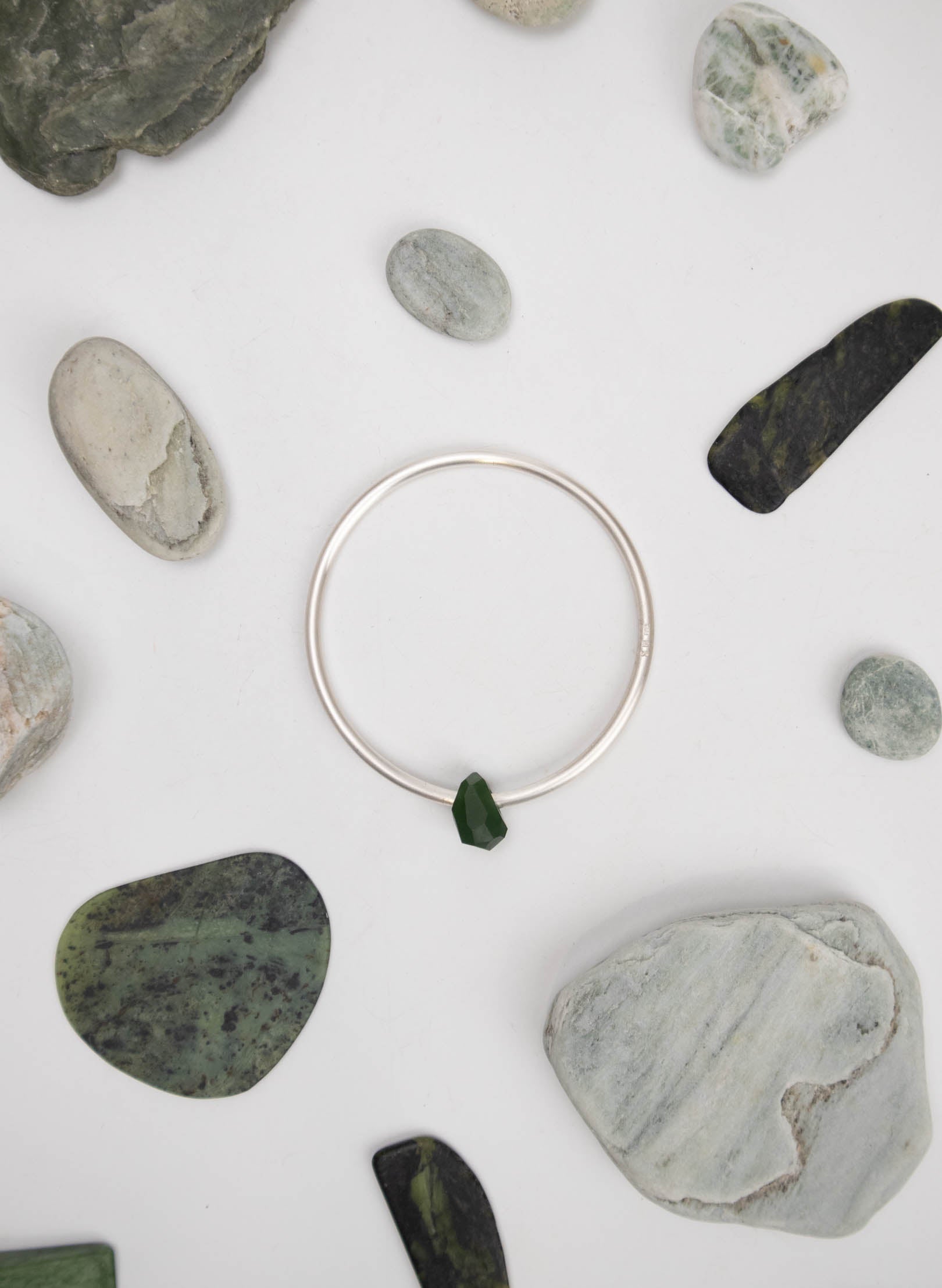 Faceted Pounamu Rock Bangle