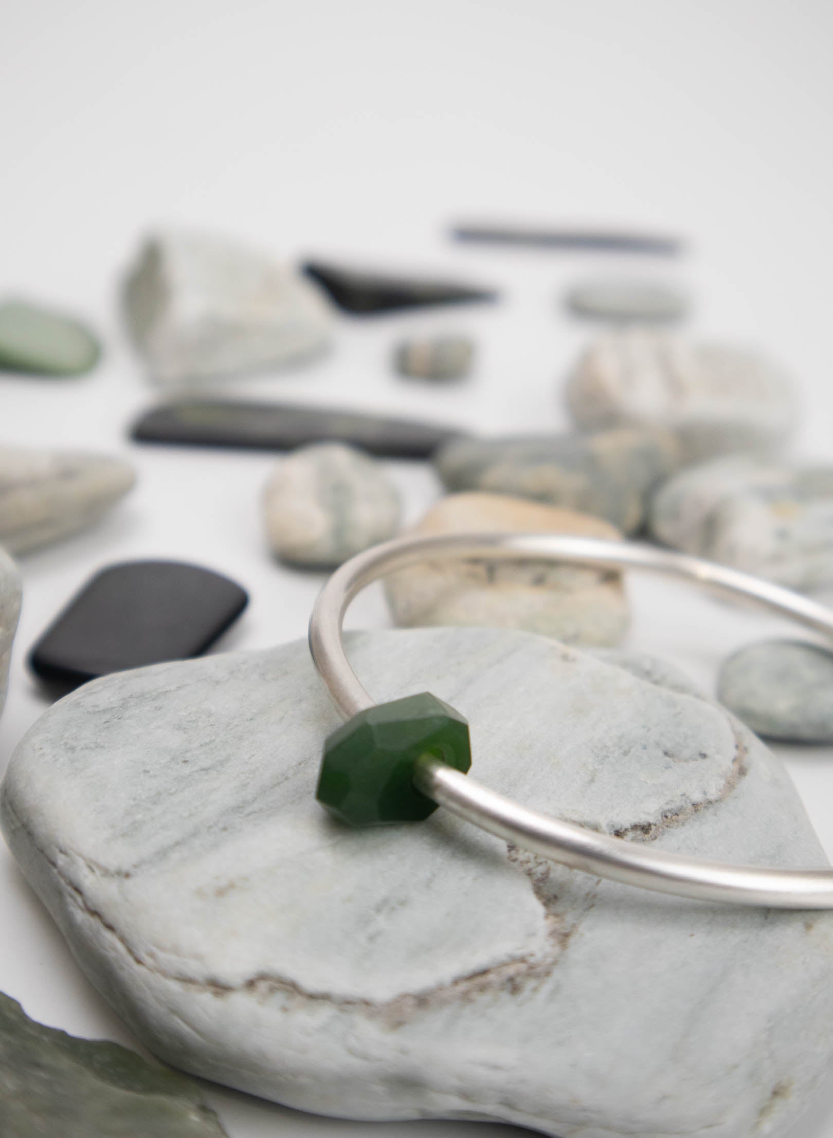 Faceted Pounamu Rock Bangle