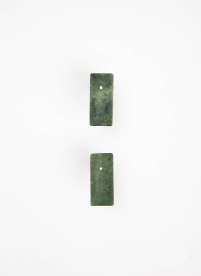 Rectangle Shaped Pounamu Stud Earrings