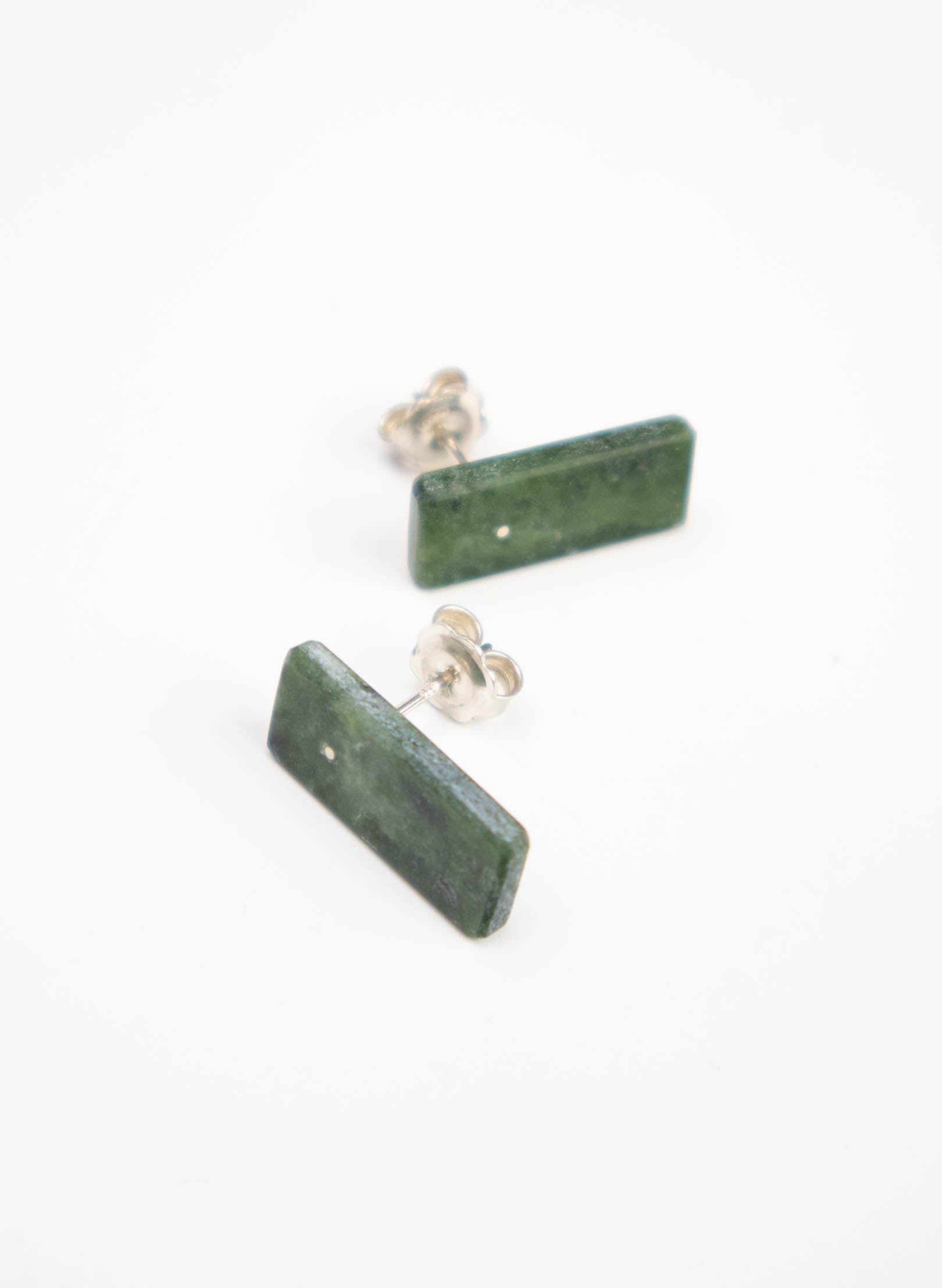 Rectangle Shaped Pounamu Stud Earrings