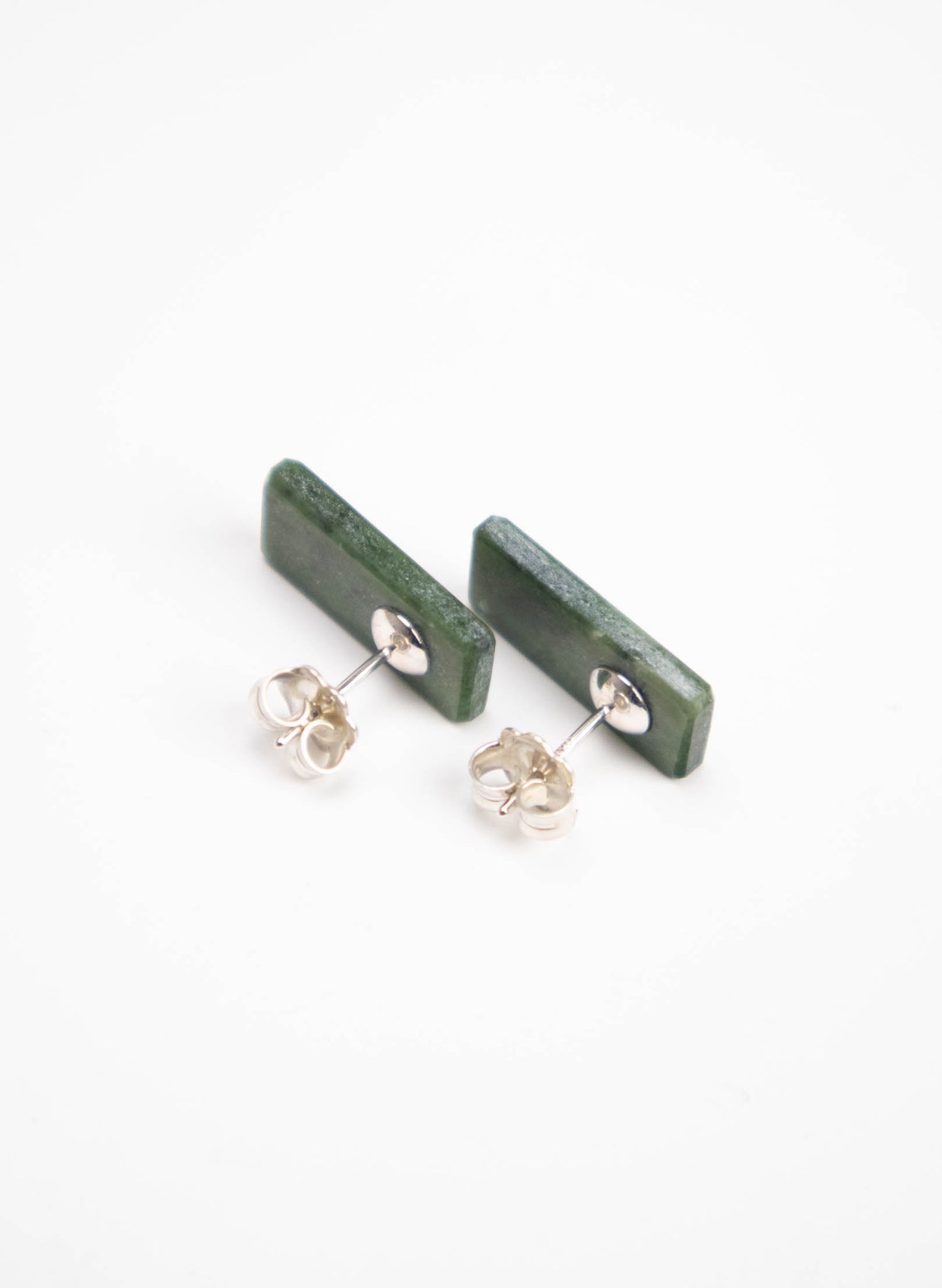 Rectangle Shaped Pounamu Stud Earrings