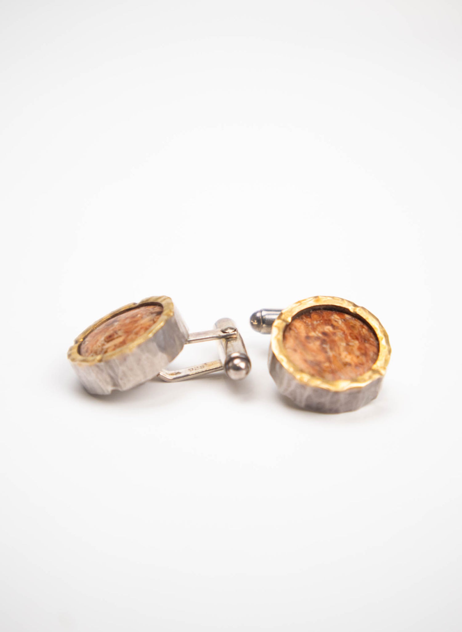 ROUND FOSSIL CUFFLINKS