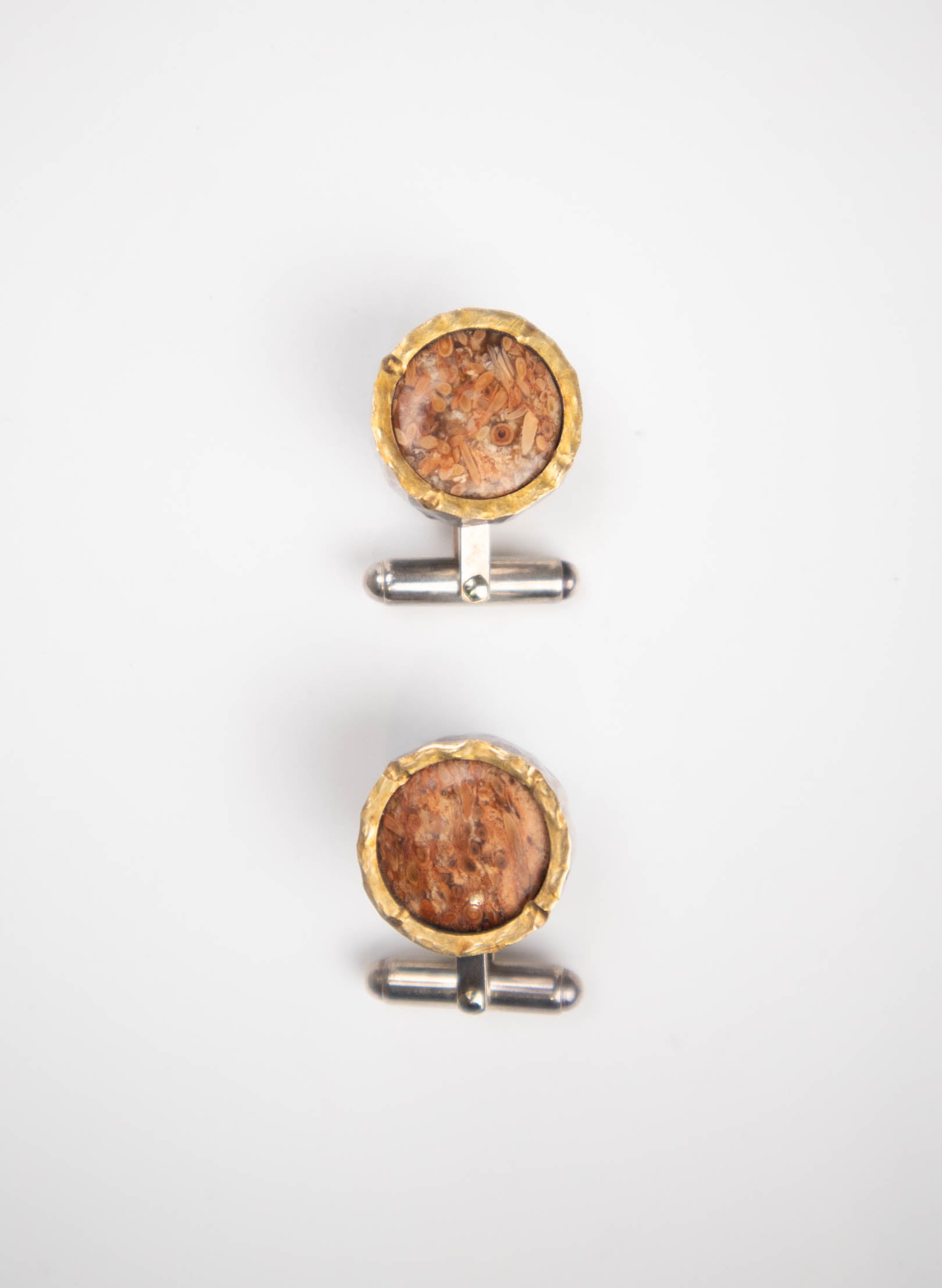 ROUND FOSSIL CUFFLINKS