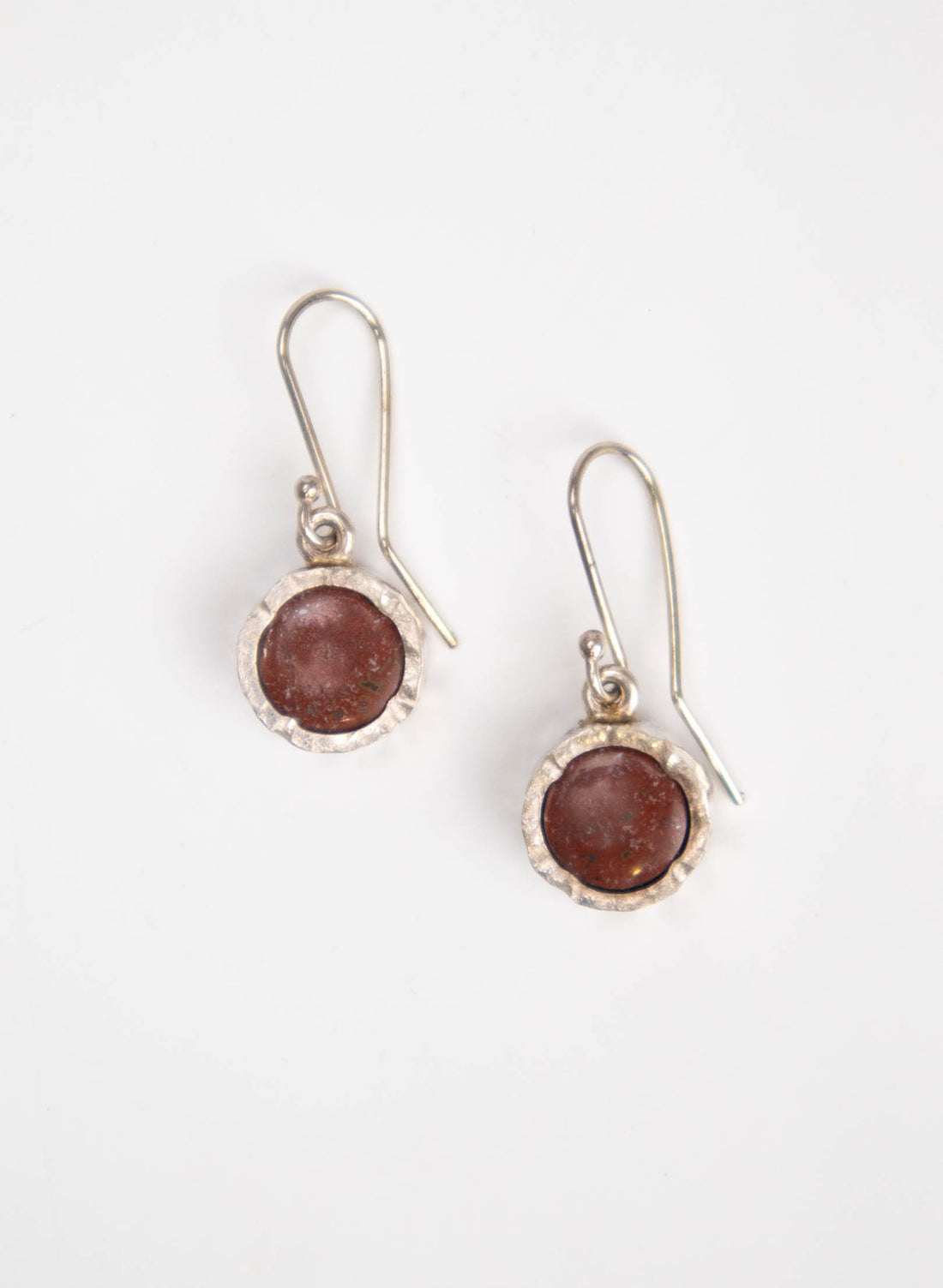 Round Jasper Earrings - Sterling Silver