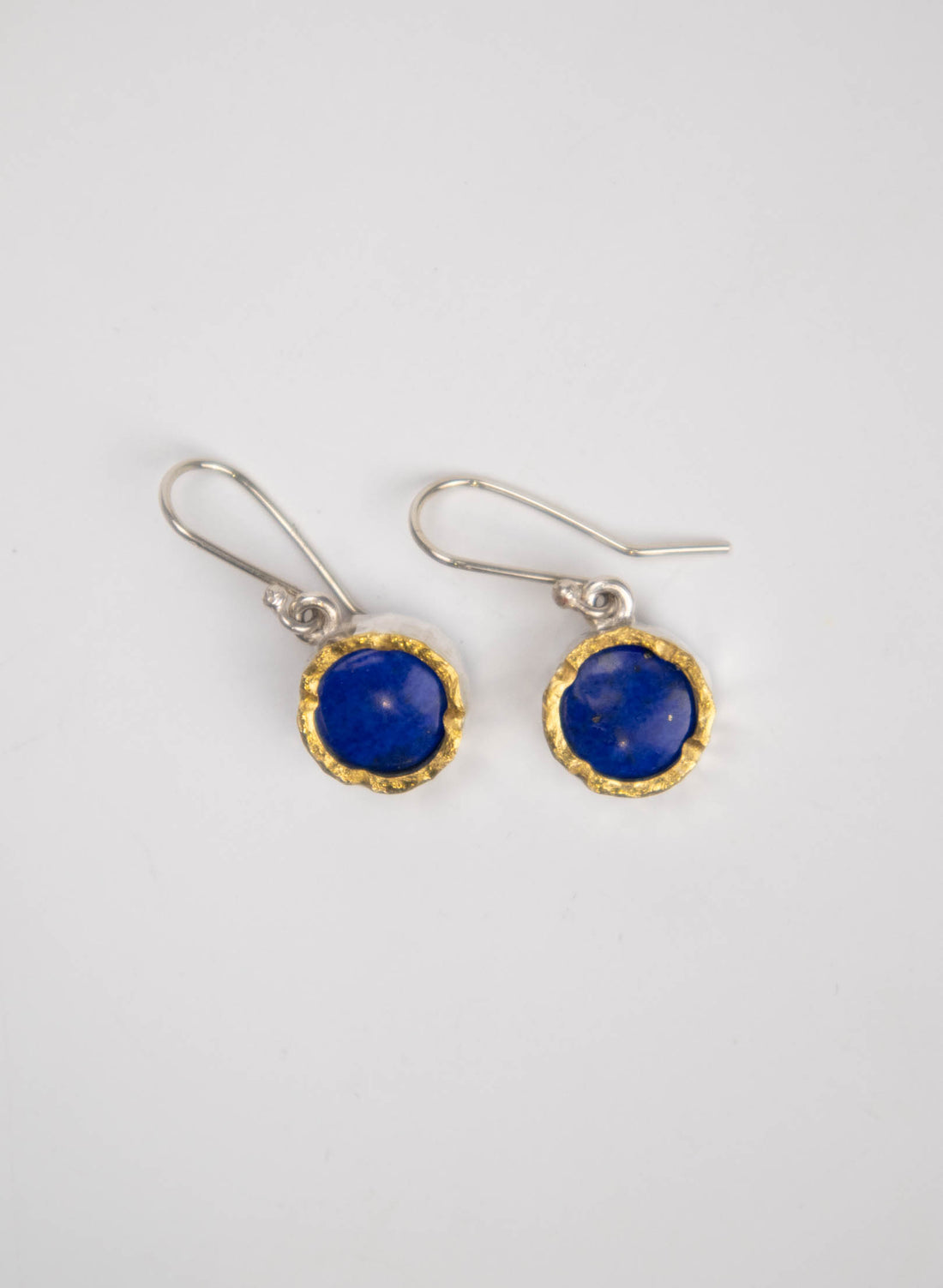 Round Lapis Earrings - Gold