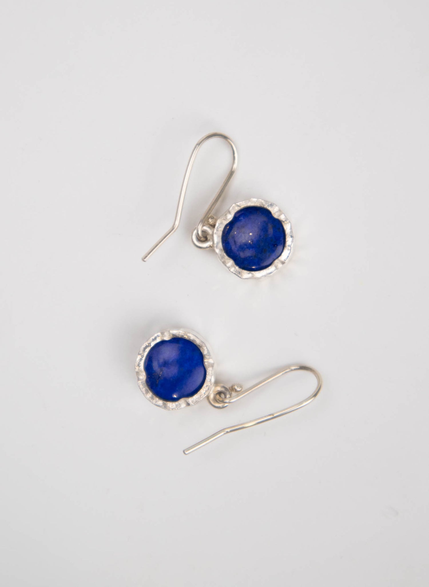 Round Lapis Earrings - Gold