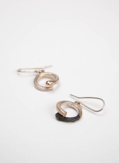 Curled Burnt &amp; Live Match Earrings - Sterling Silver &amp; Rose Gold