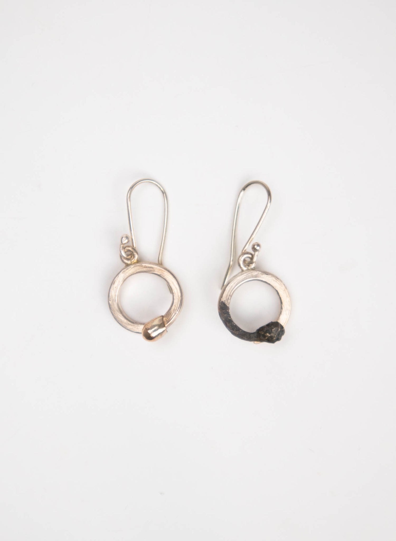 Curled Burnt &amp; Live Match Earrings - Sterling Silver &amp; Rose Gold