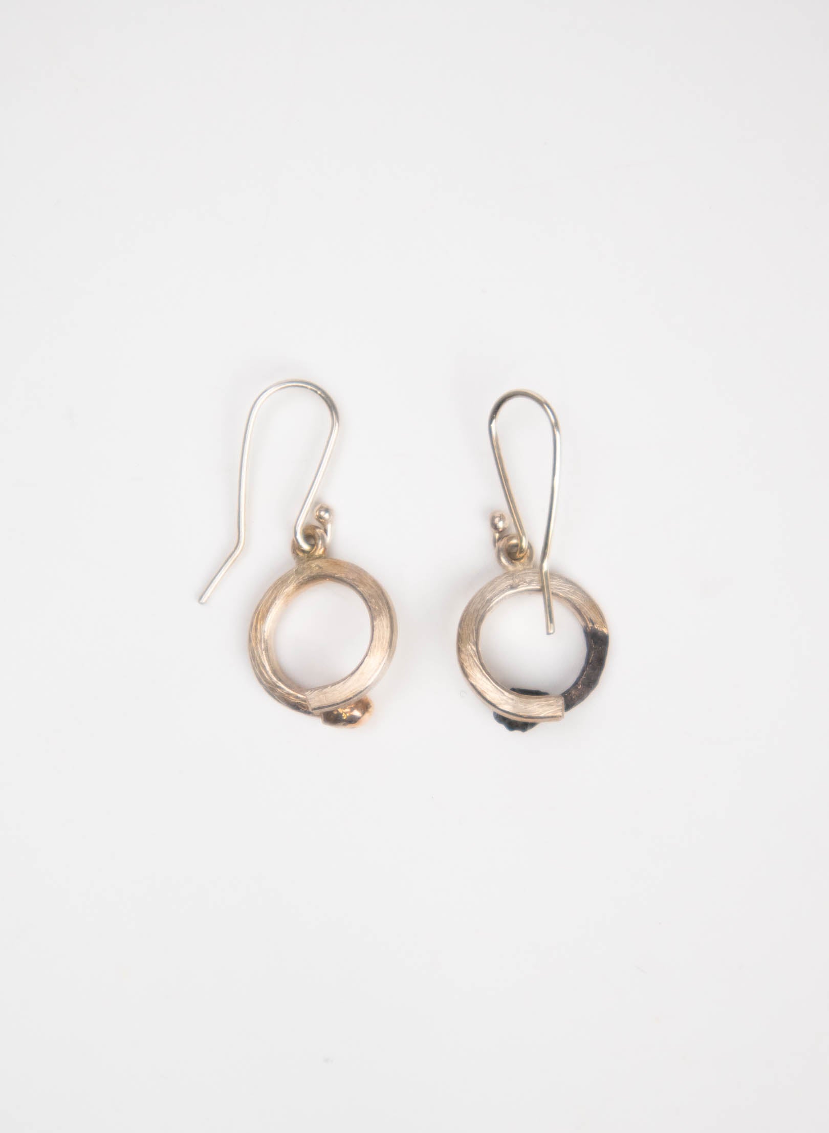 Curled Burnt &amp; Live Match Earrings - Sterling Silver &amp; Rose Gold