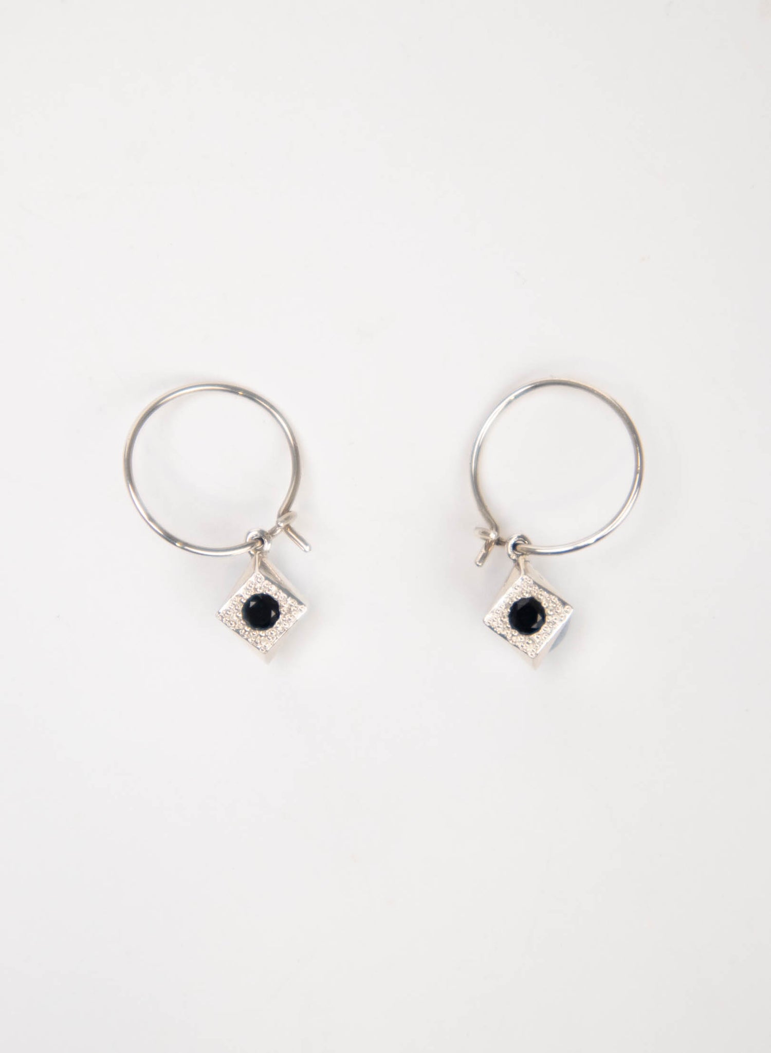 Black Spinel Hoop Earrings