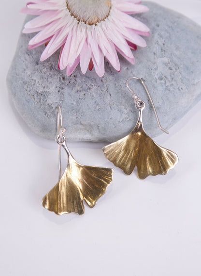 Gold Gingko Leaf Earrings