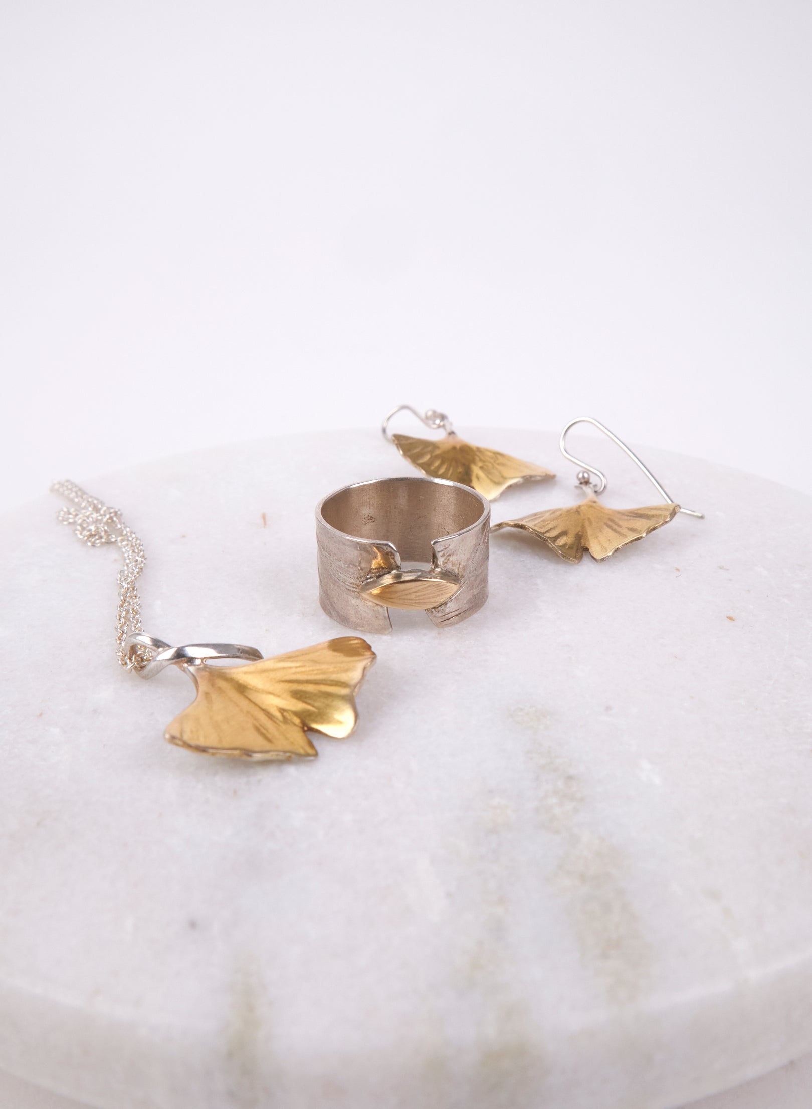 Gold Gingko Leaf Pendant