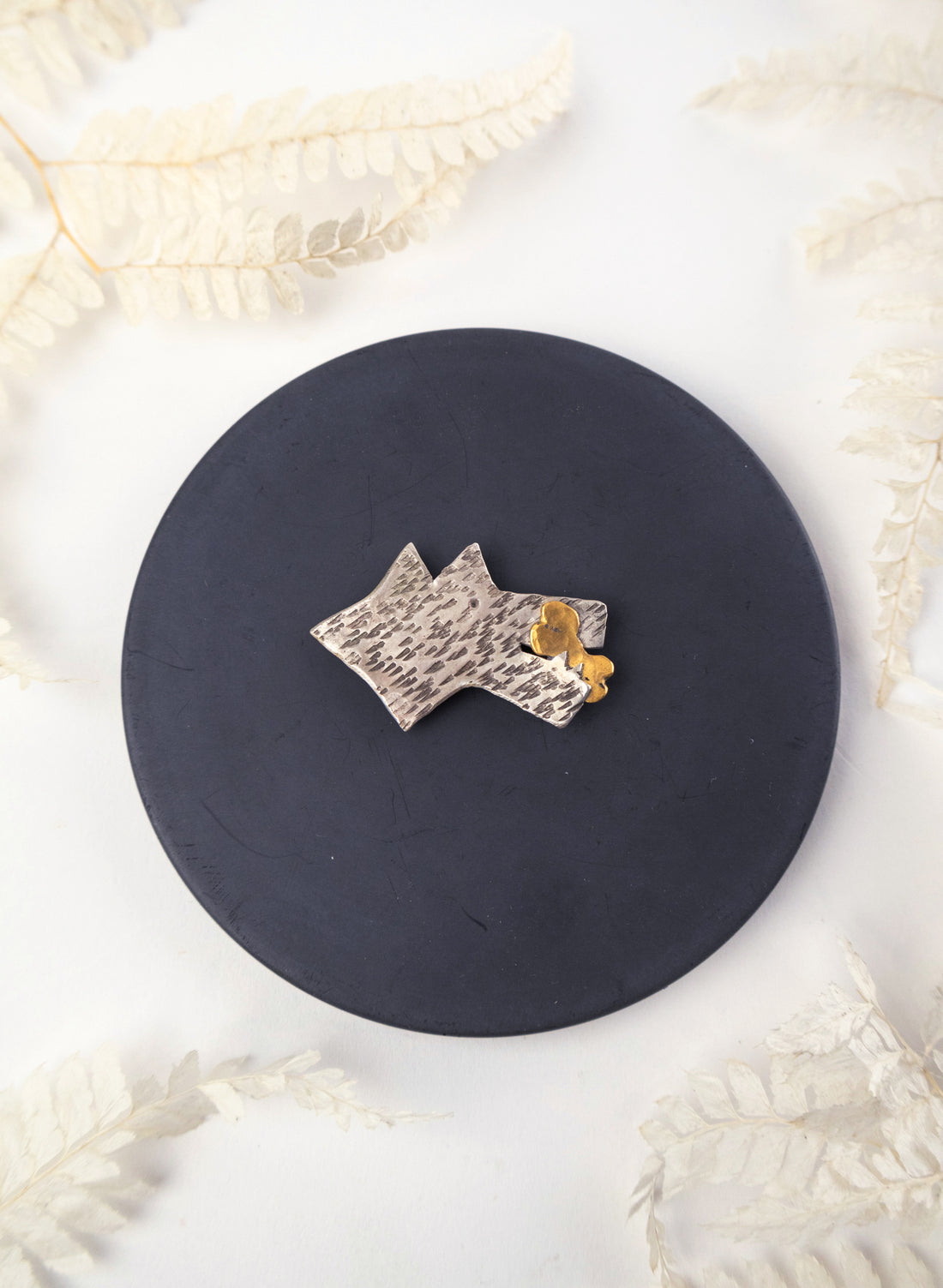 Dog with Bone - 24ct Gold Brooch