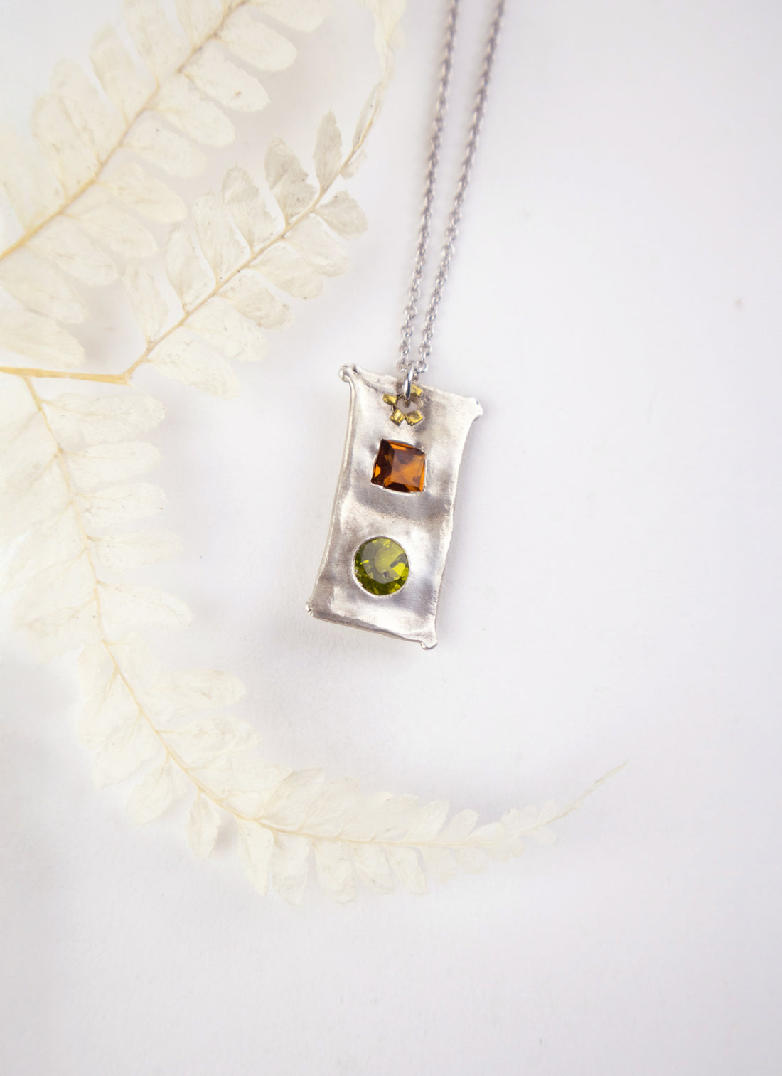 Citirine, Paradot and Pure Silver Pendant