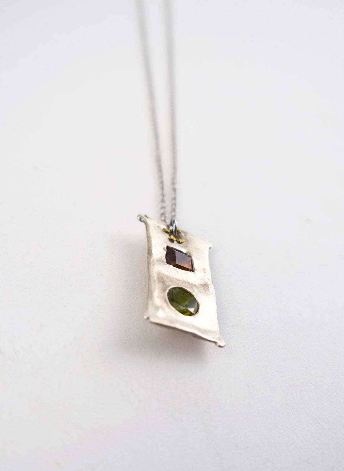 Citirine, Paradot and Pure Silver Pendant