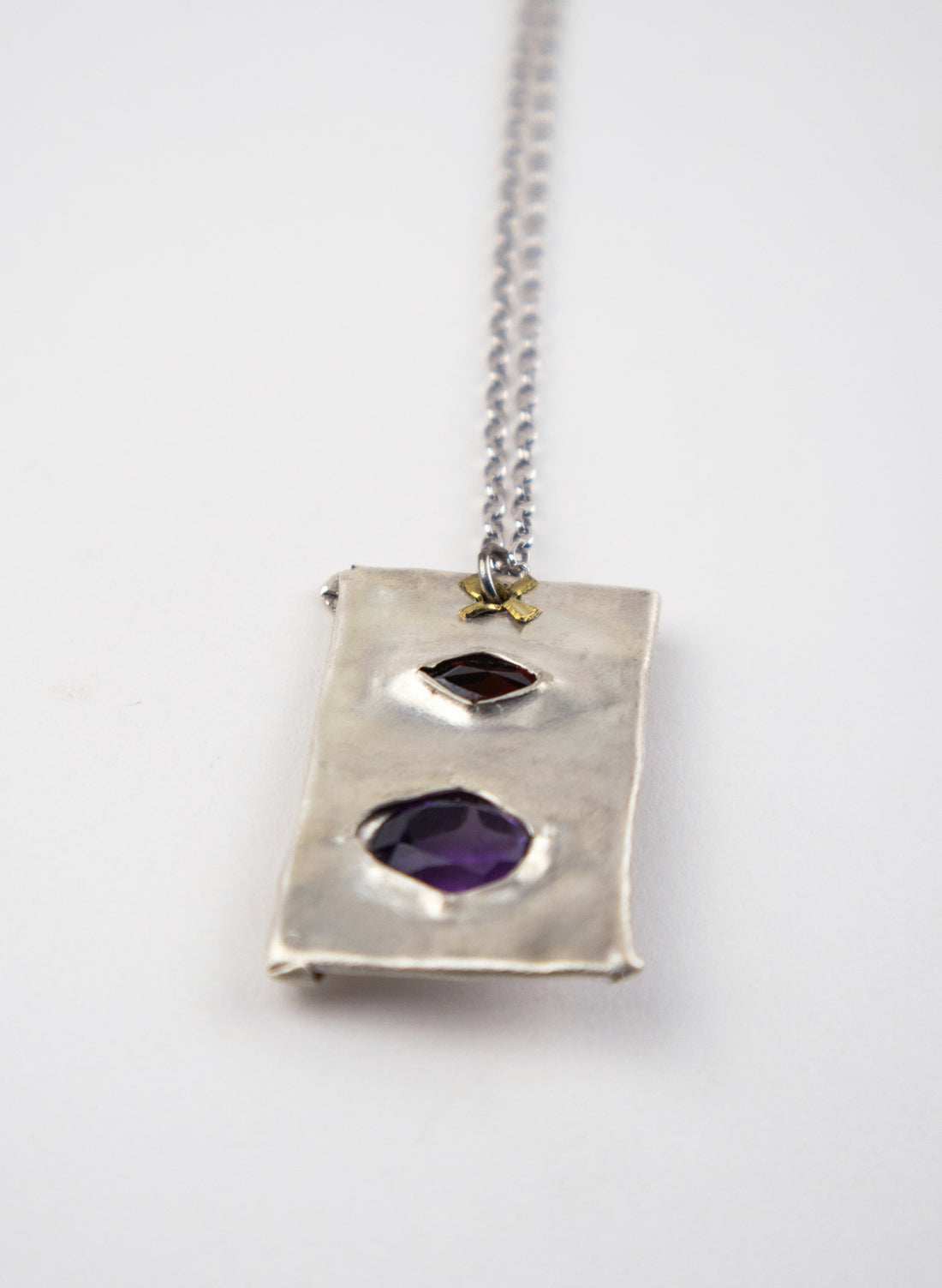 Garnet, Amethyst and Pure Silver Pendant