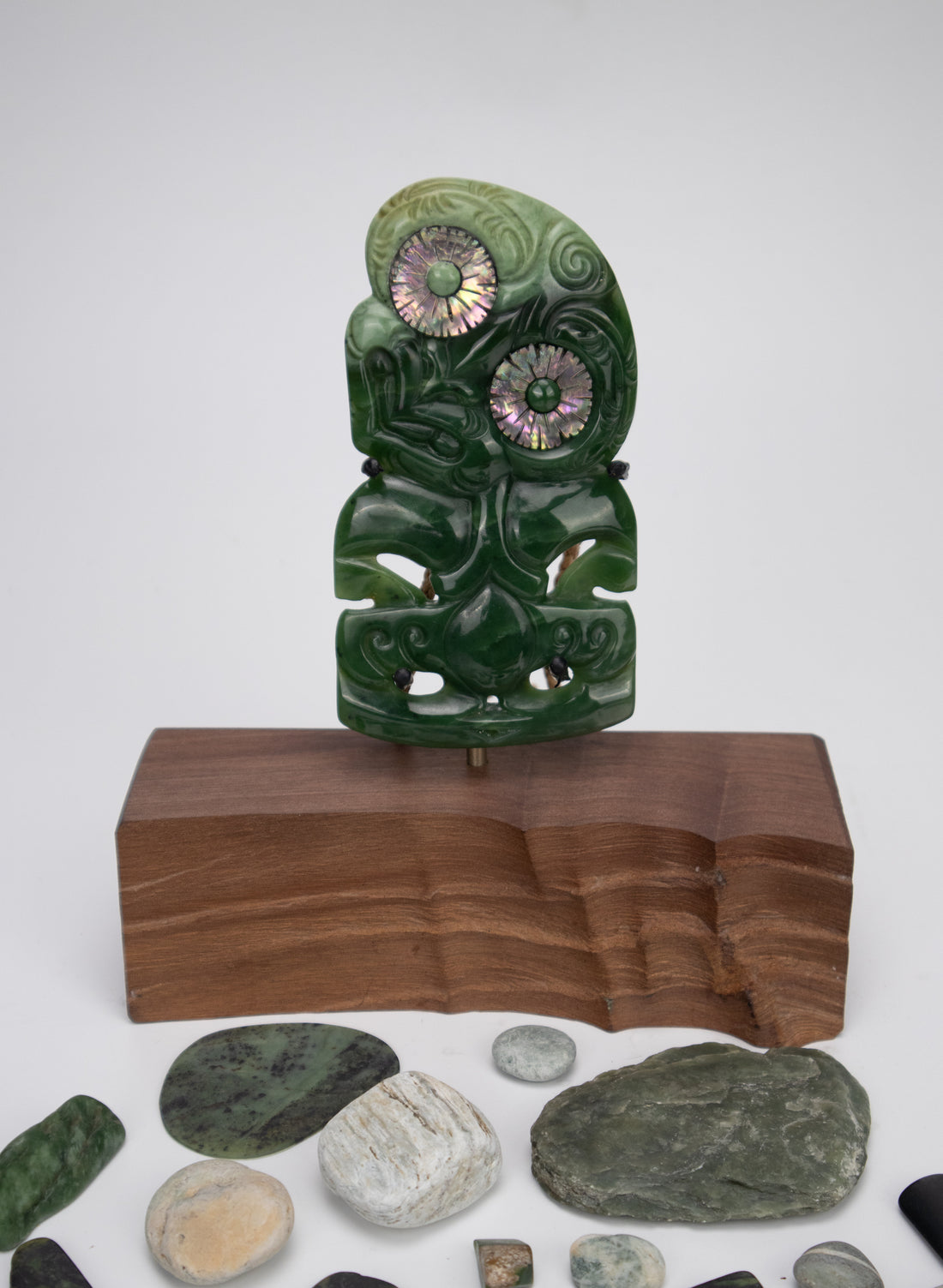 Pounamu Hei Tiki on a Stand