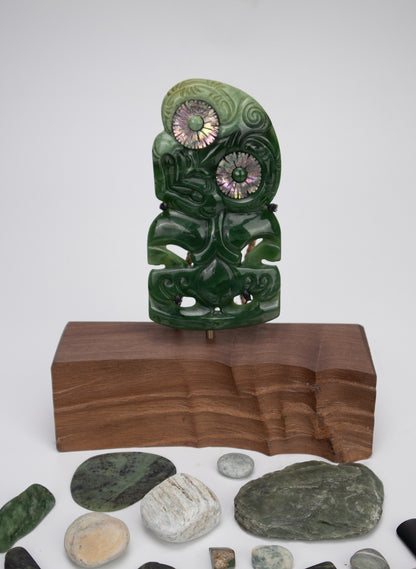 Pounamu Hei Tiki on a Stand