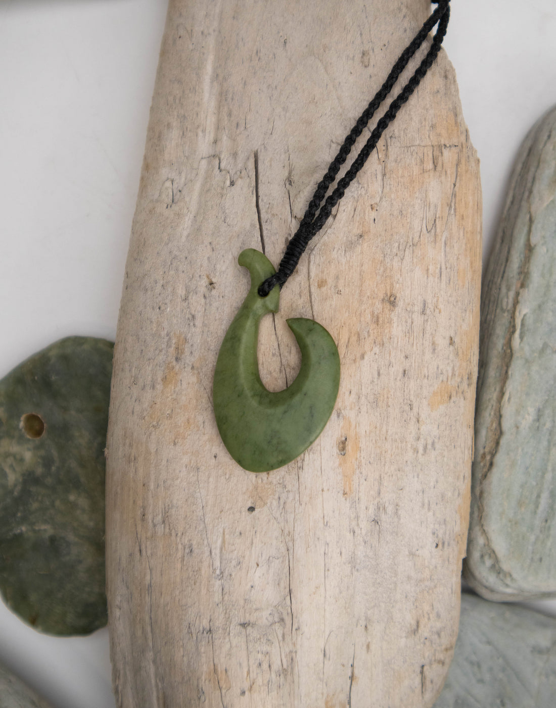 Carved Pounamu Hei Matau Pendant