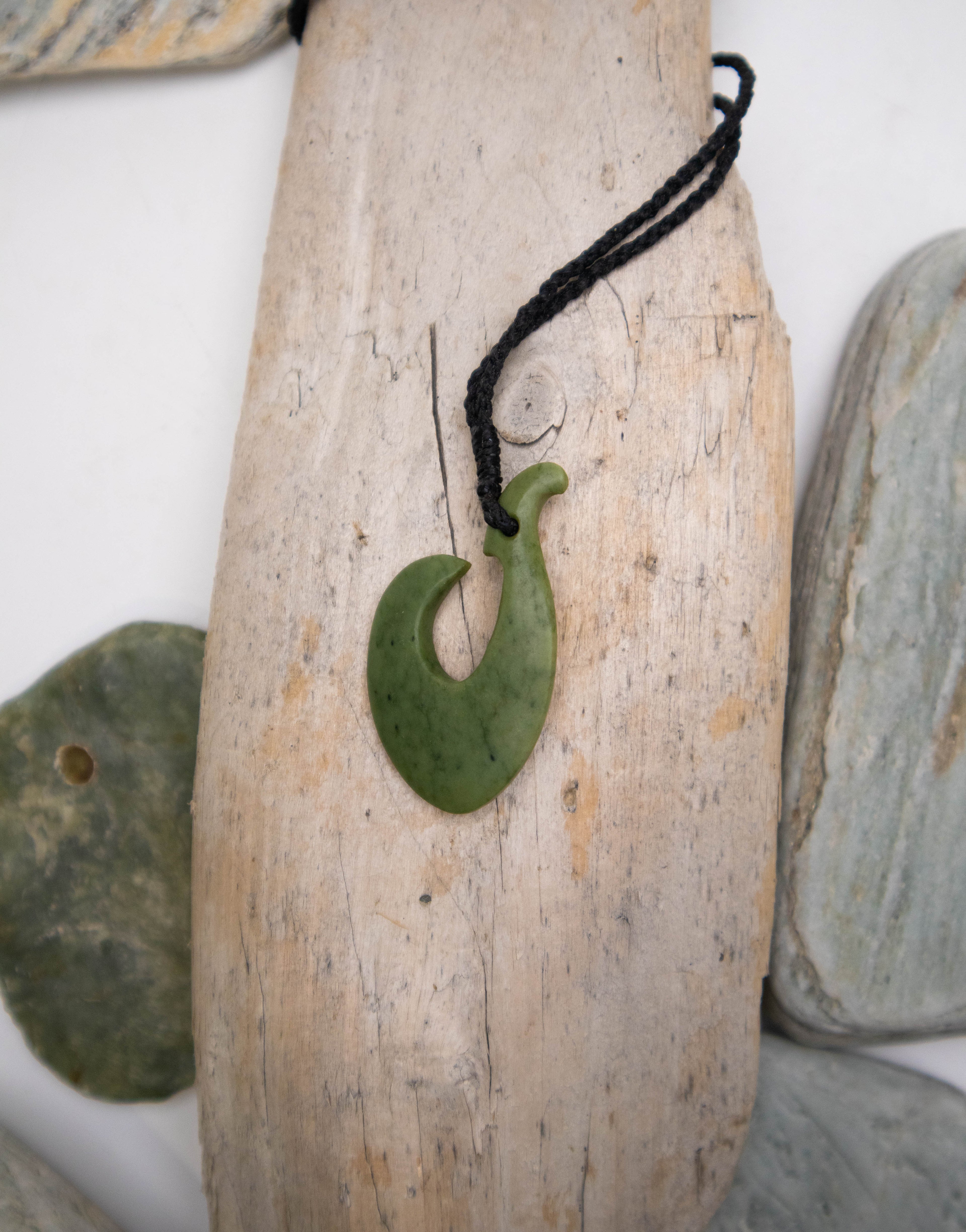 Carved Pounamu Hei Matau Pendant