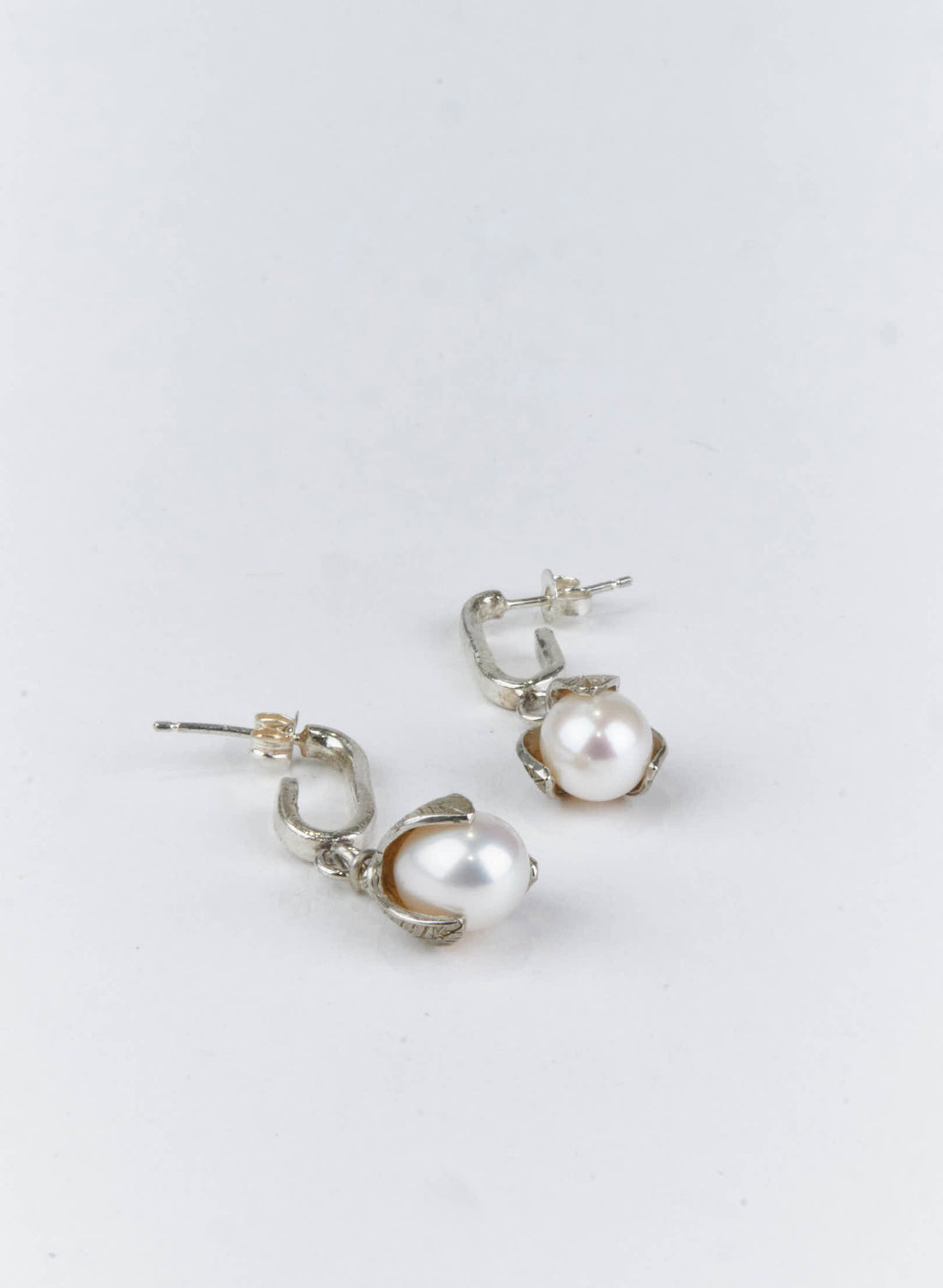 Pearl Chain &amp; Link Stud Earrings