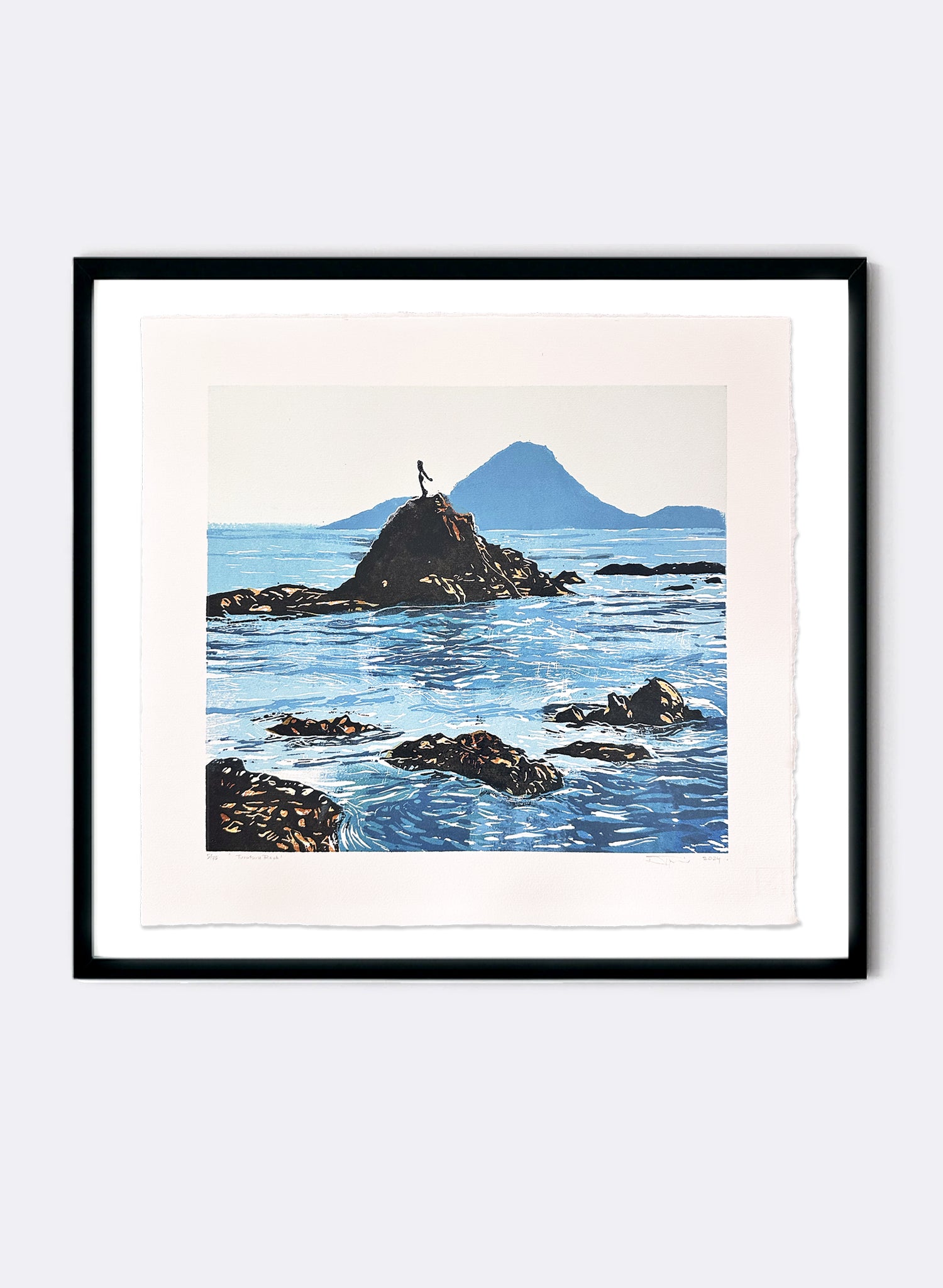 Turuturu Rock - Whakatane - Woodblock Print